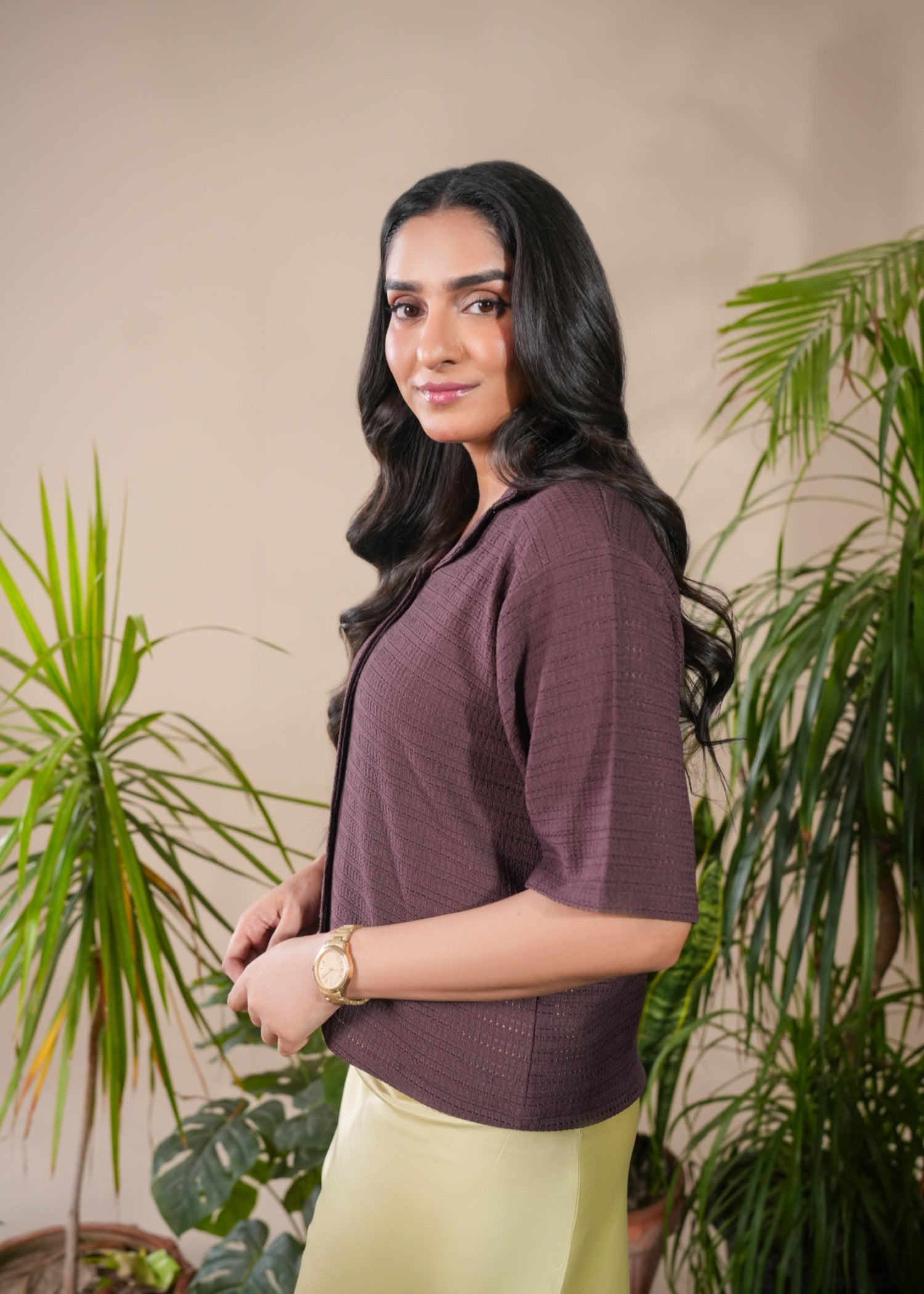 jersey knit Top in Plum