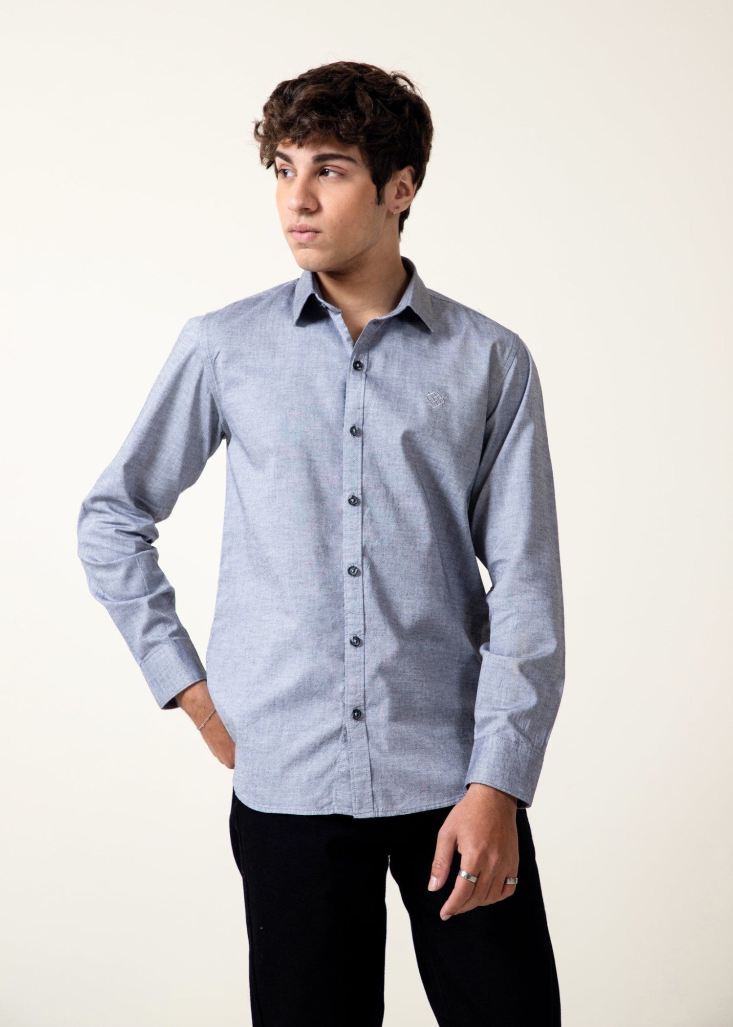 chambray Casual Shirt in Slate grey