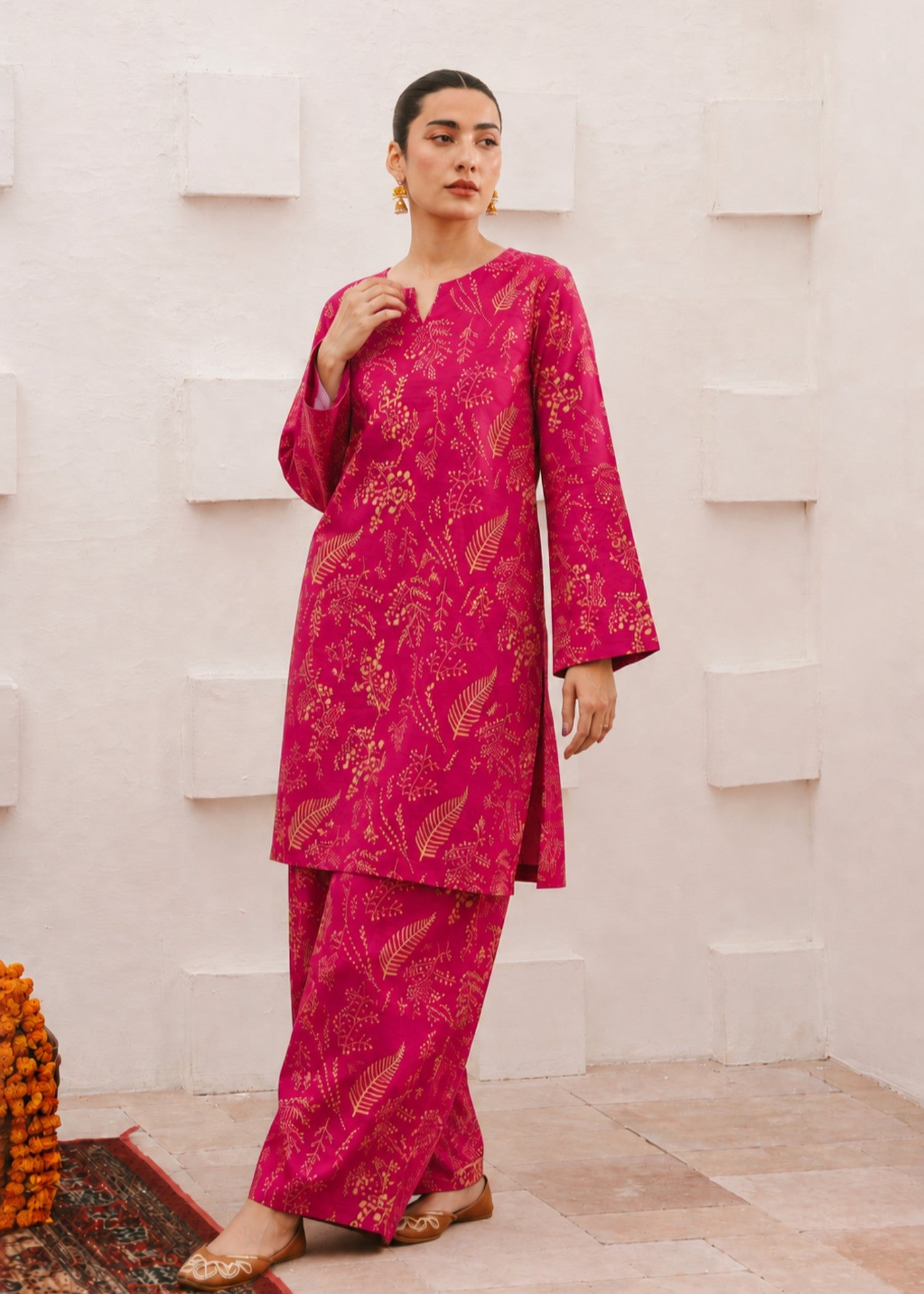 linen Co Ord Sets in Deep pink