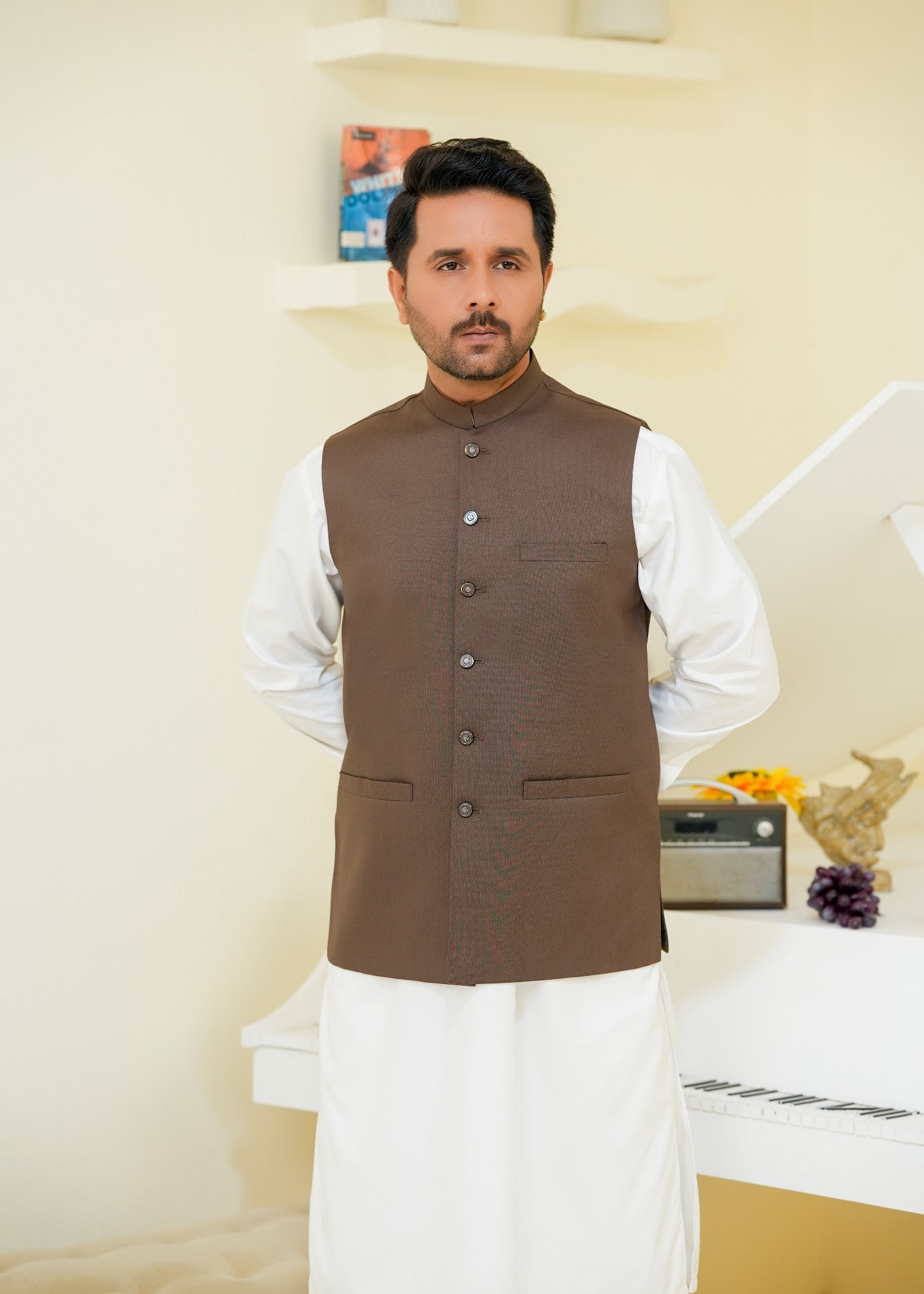 suiting Waistcoat in Coffee brown