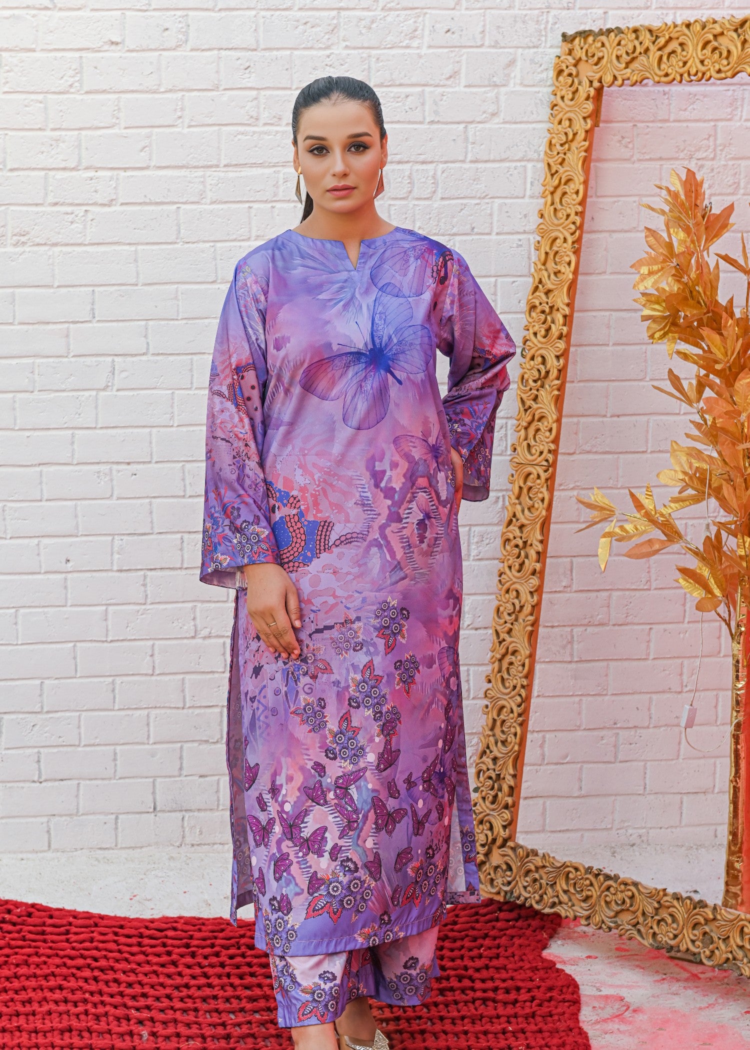silk Co Ord Sets in Lilac, bright lavender