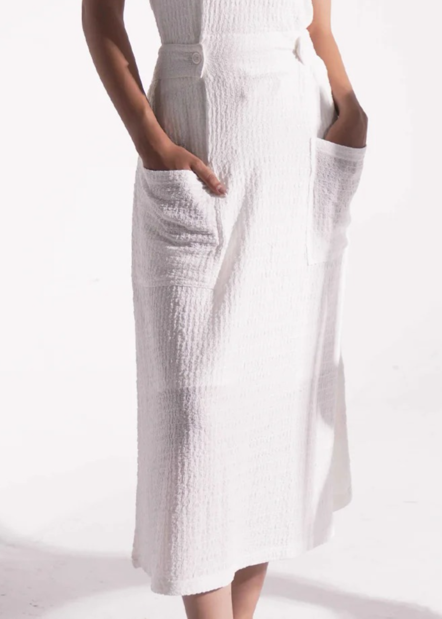 textured grip Dress in White