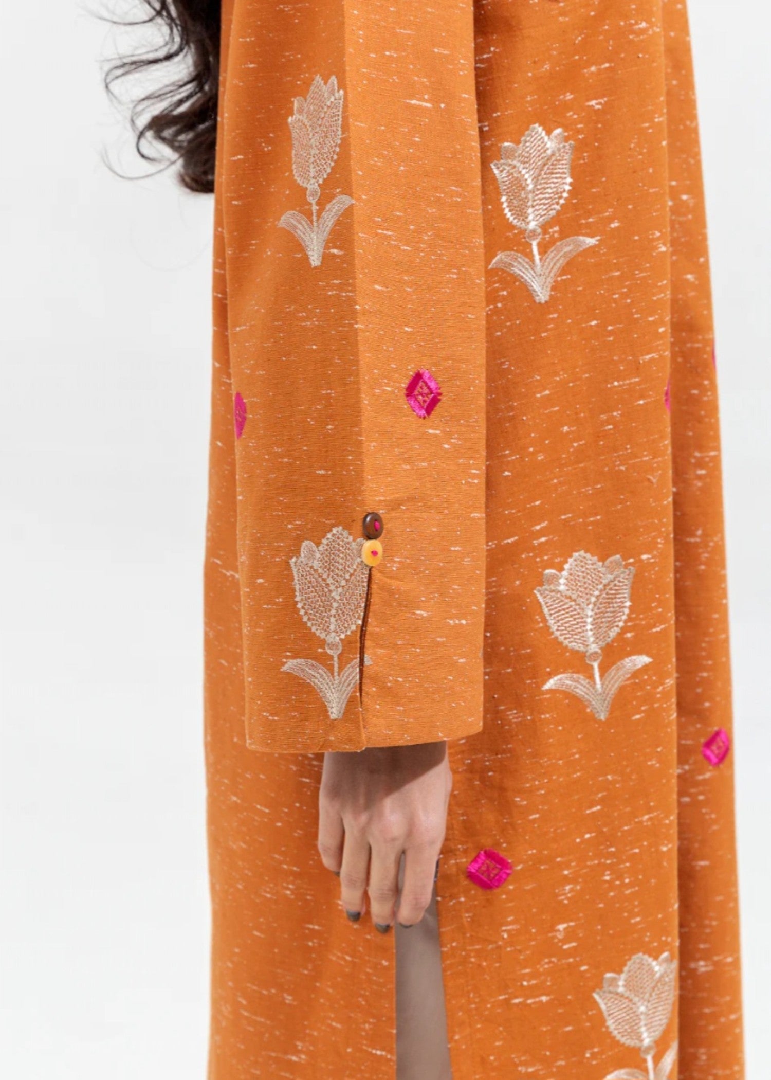khaddar Kurta Set in Caramel brown