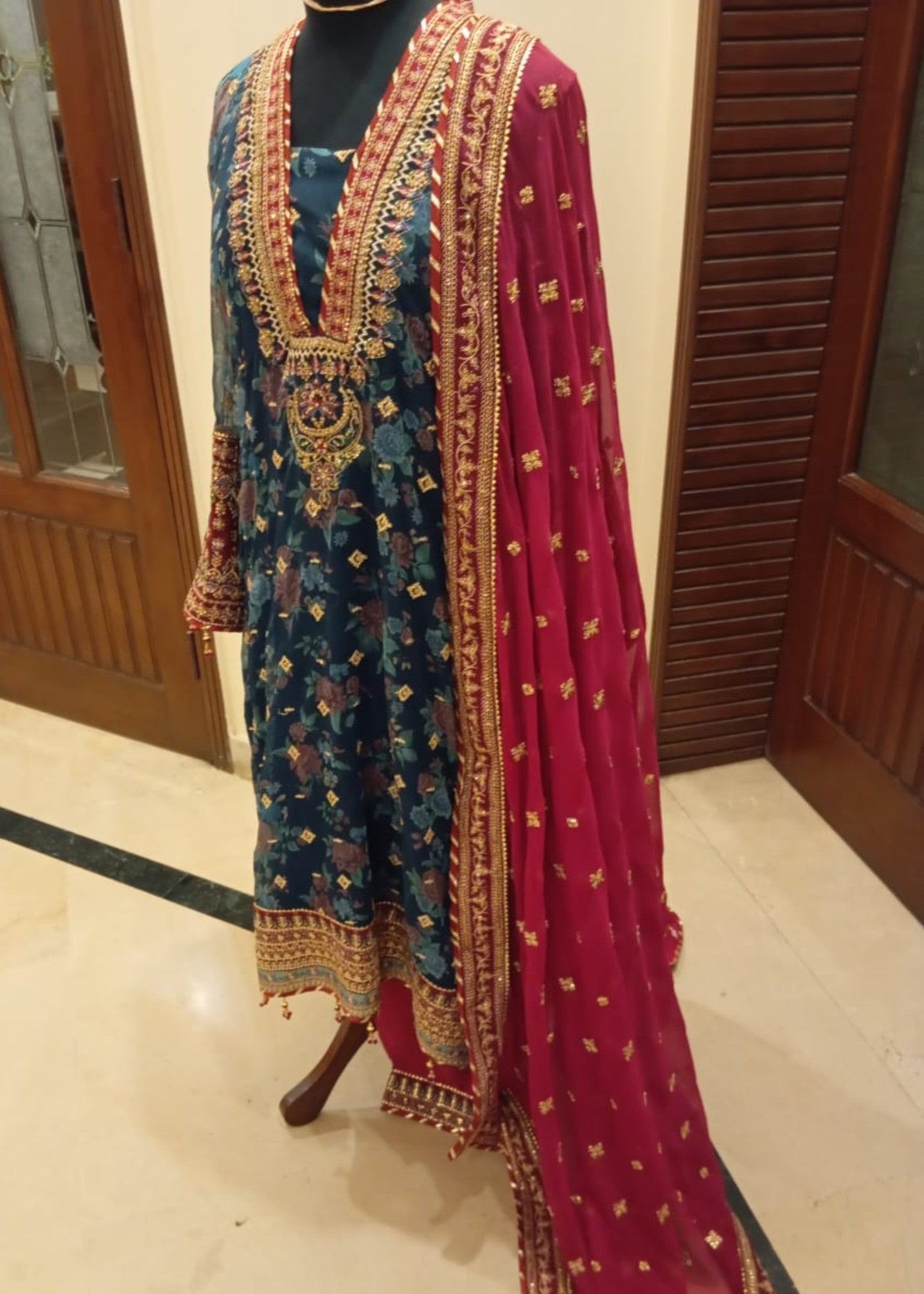 chiffon Kurta Set in Green