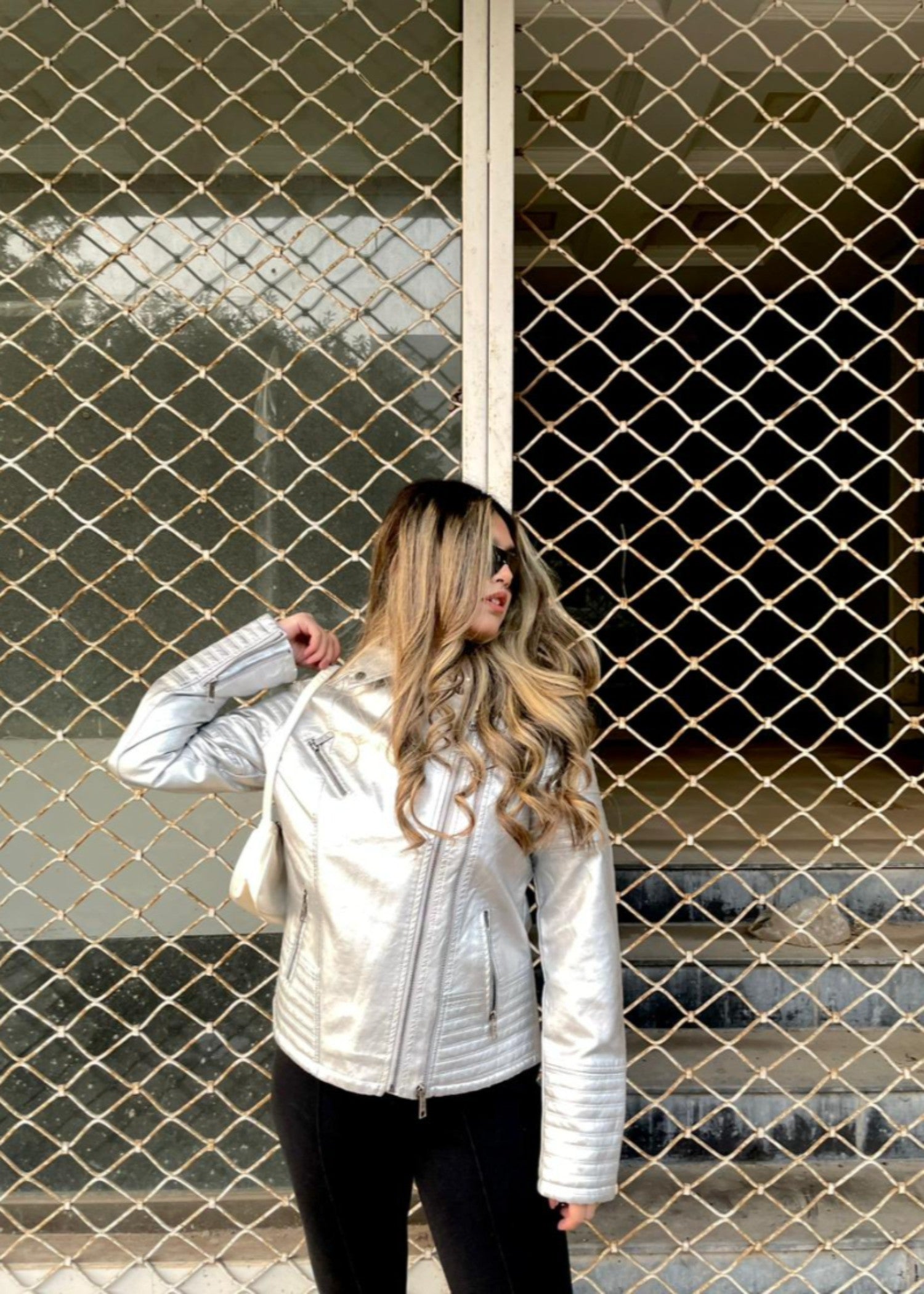 leather Jacket in Silver