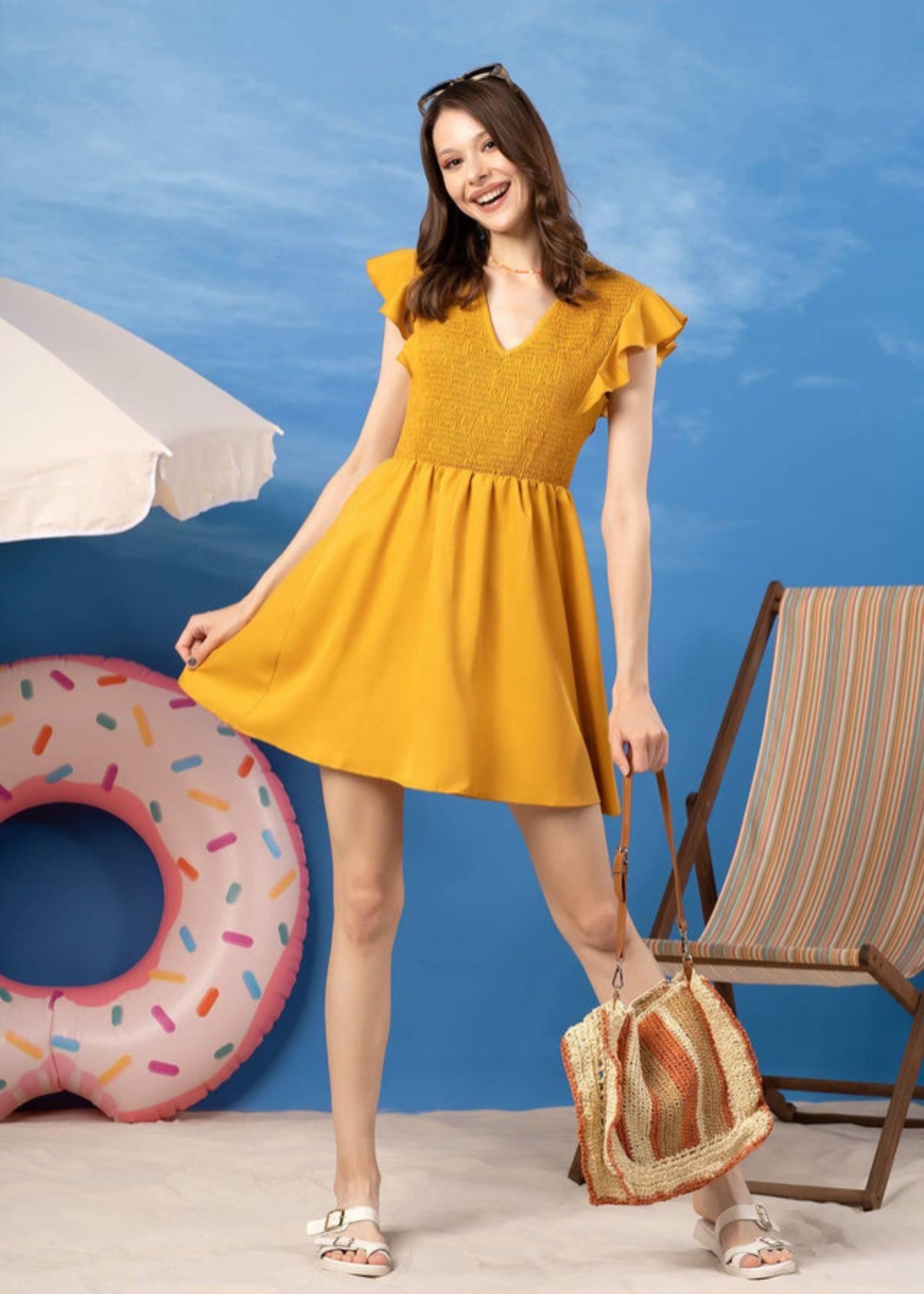 polyester Dress in Orange