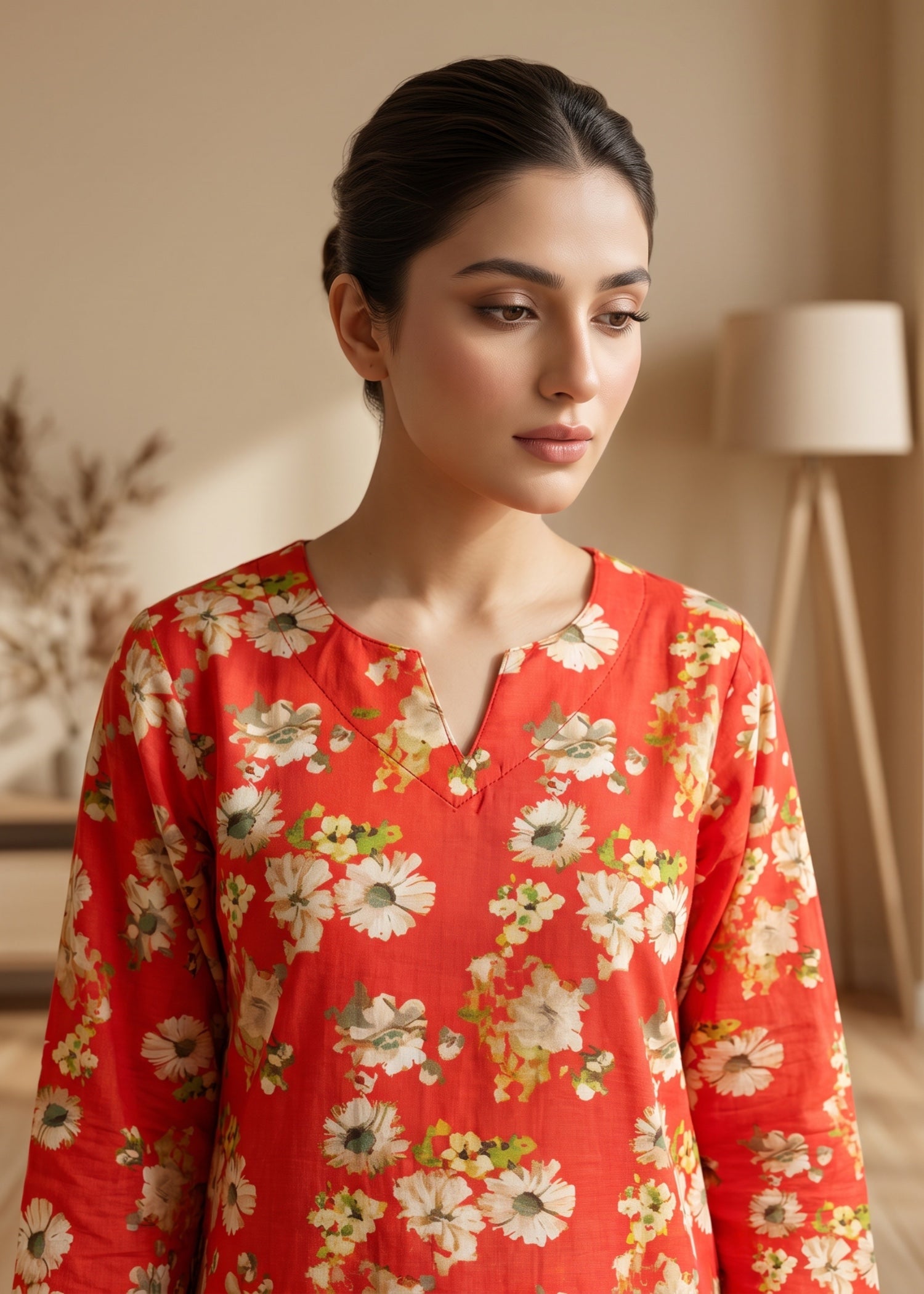 lawn cotton Kurti in Persian red