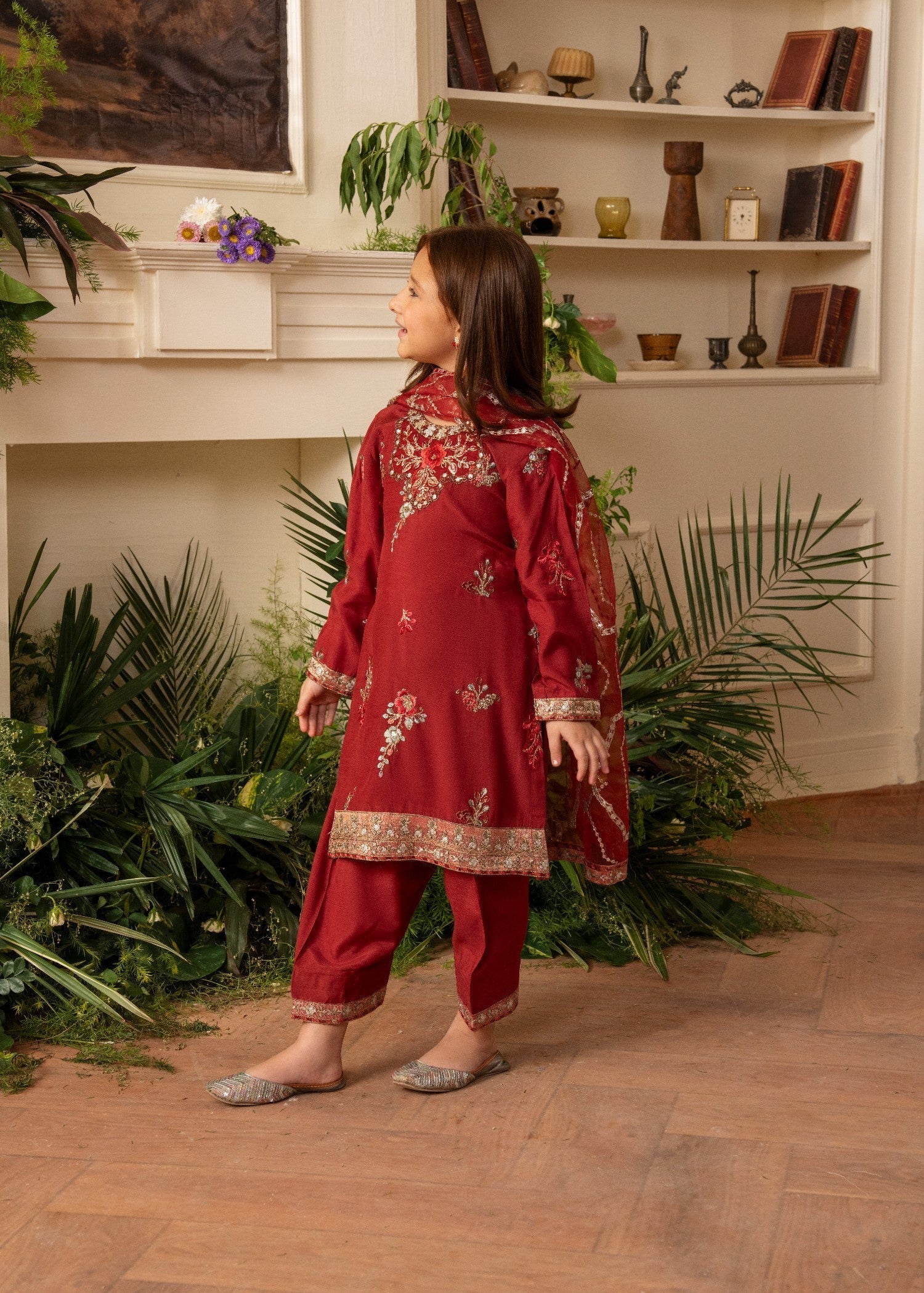 viscose Kurta Set in Blood red