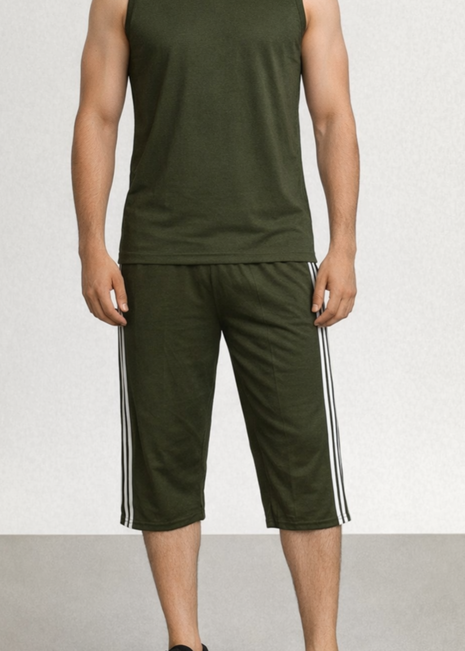 cotton jersey Shorts in Olive green