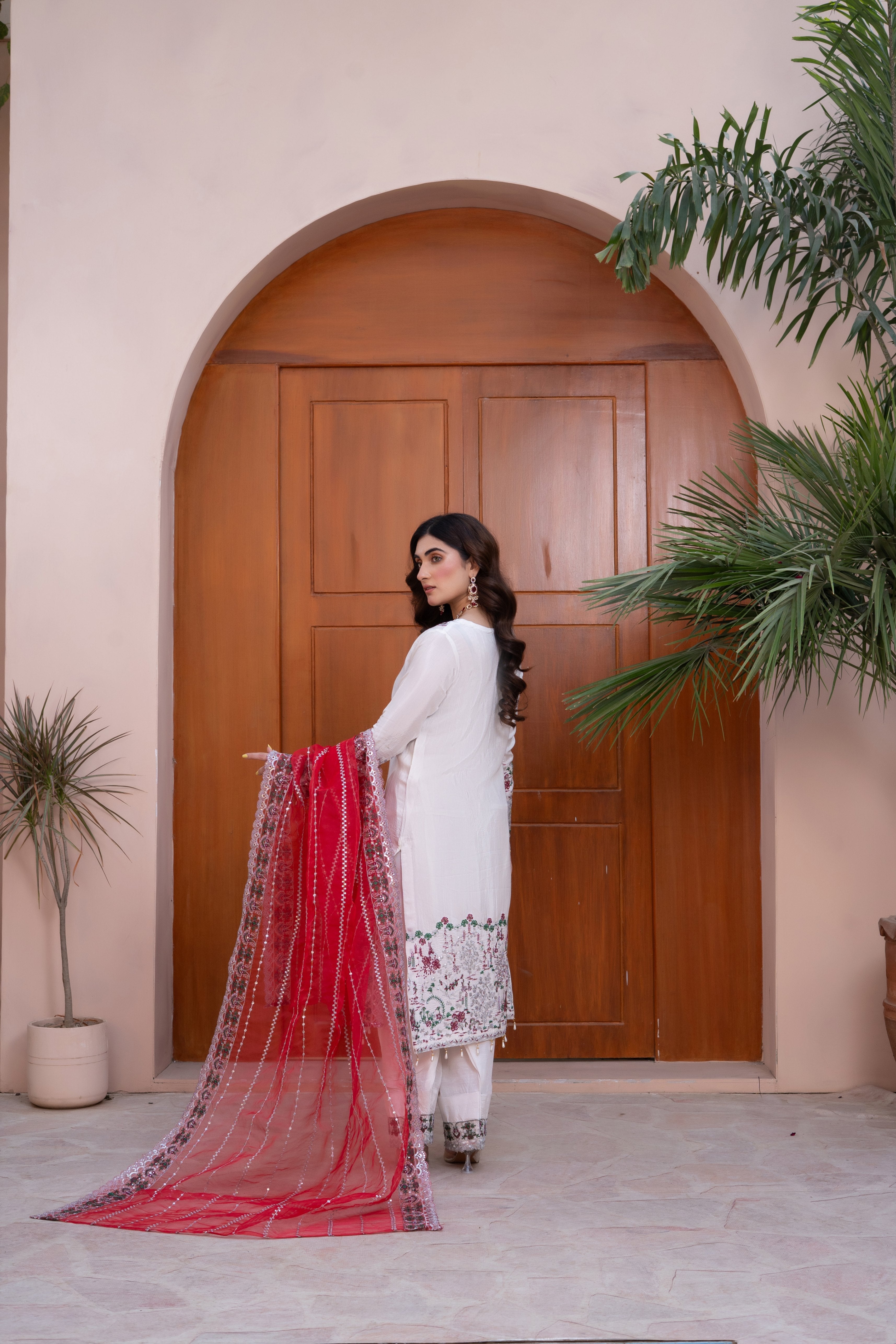 pk raw silk Kurta Set in White