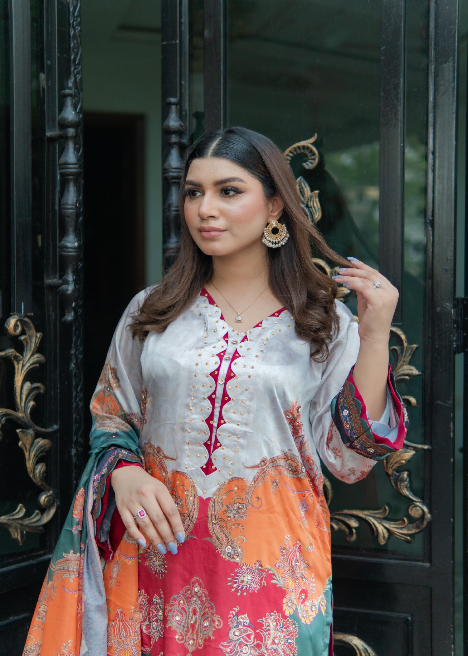 silk Kurta Set in Eggshell