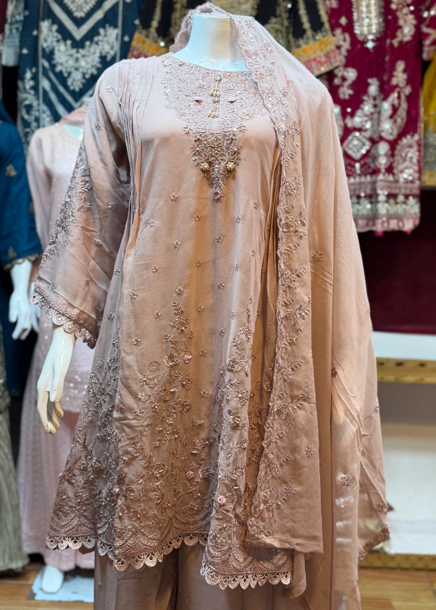 chiffon Short Frock in Pastel pink