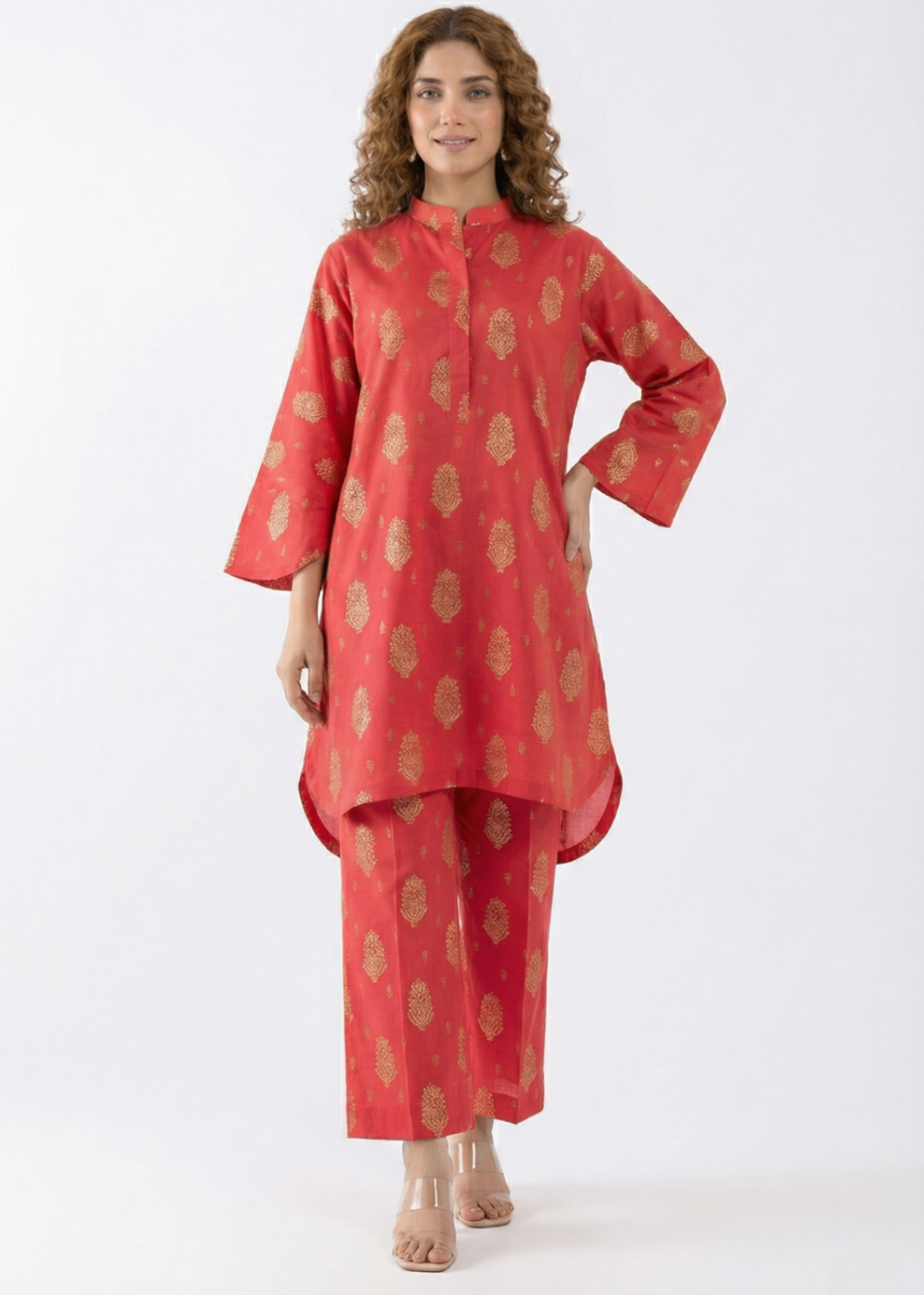 arabic lawn Co Ord Sets in Red