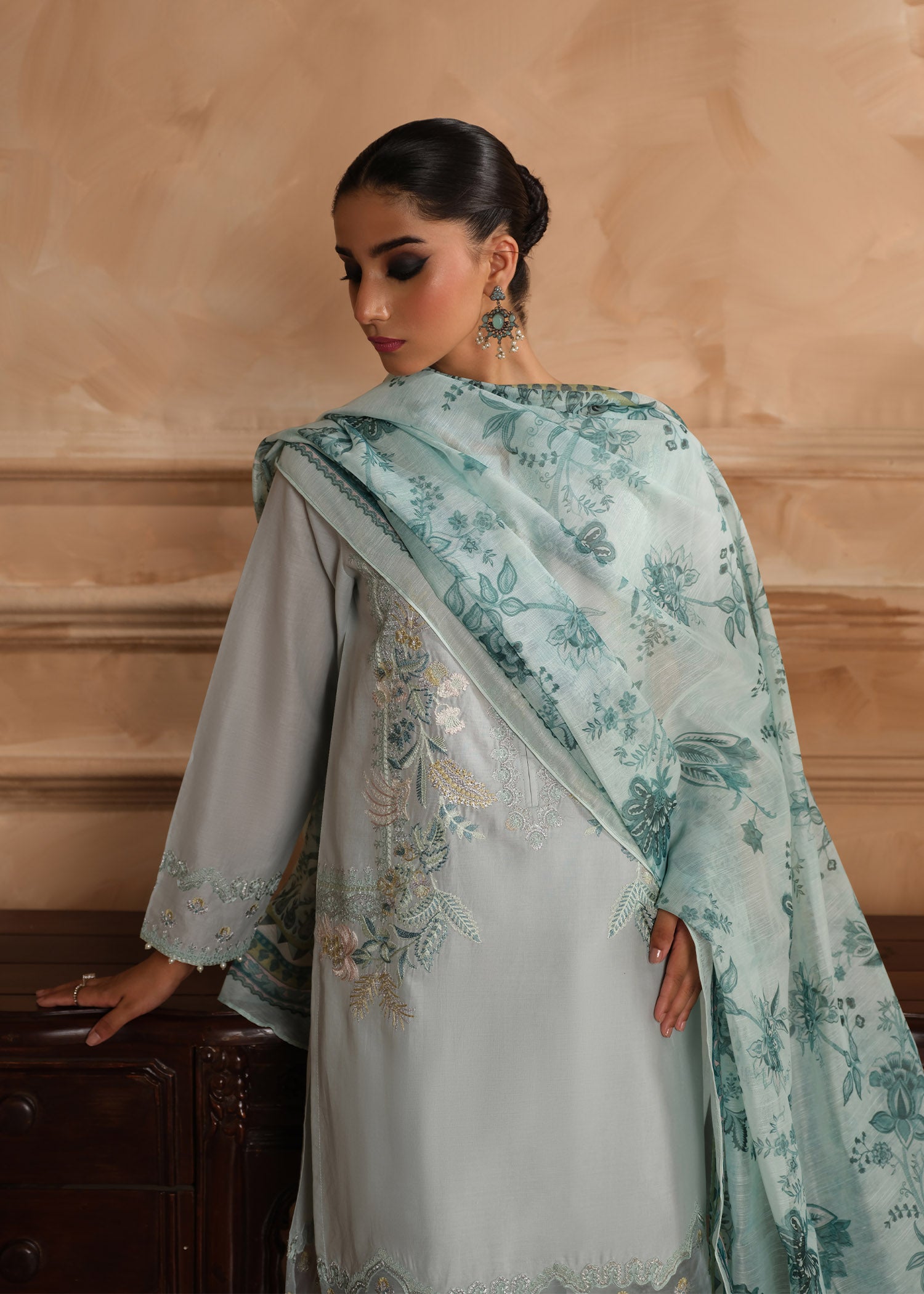 lawn Kurta Set in Cloud blue