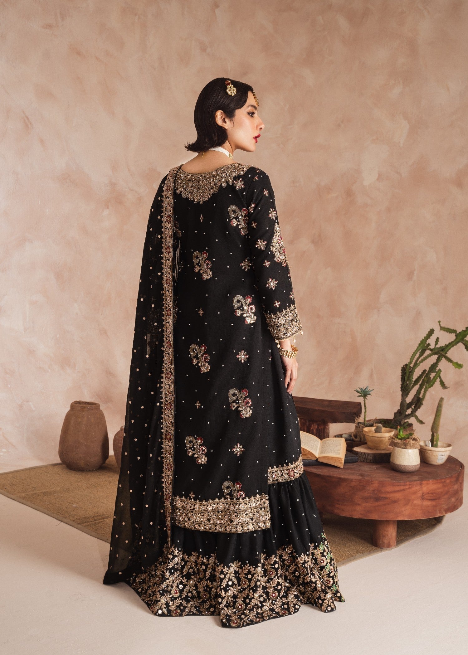 chiffon Gharara in Black