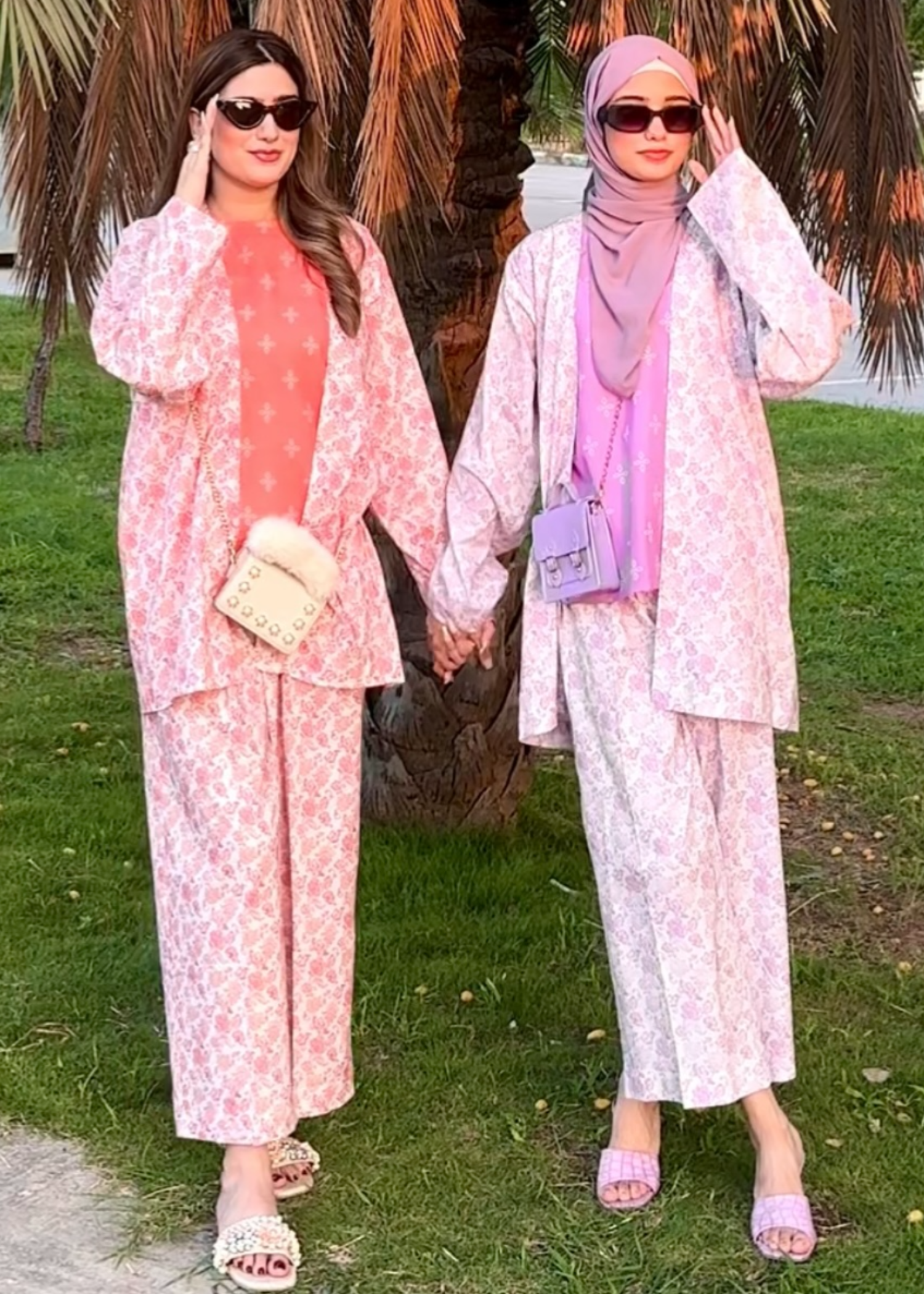 cotton Co Ord Sets in Peach pink