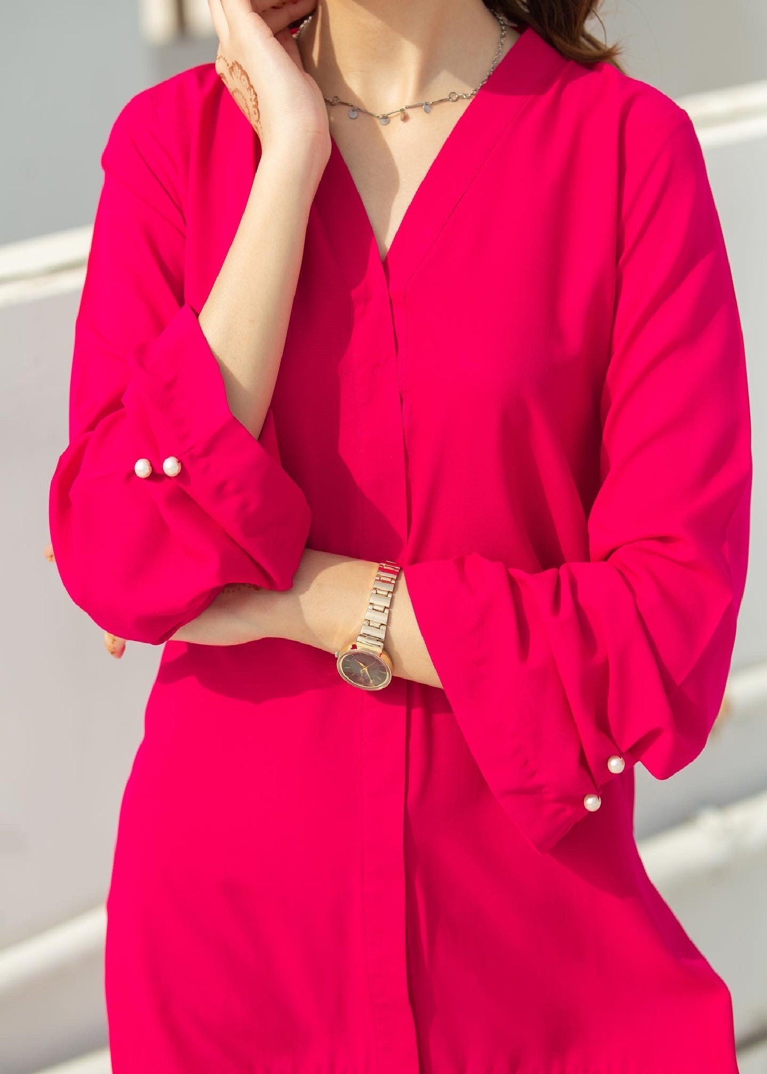 georgette Co ord Sets in Deep pink