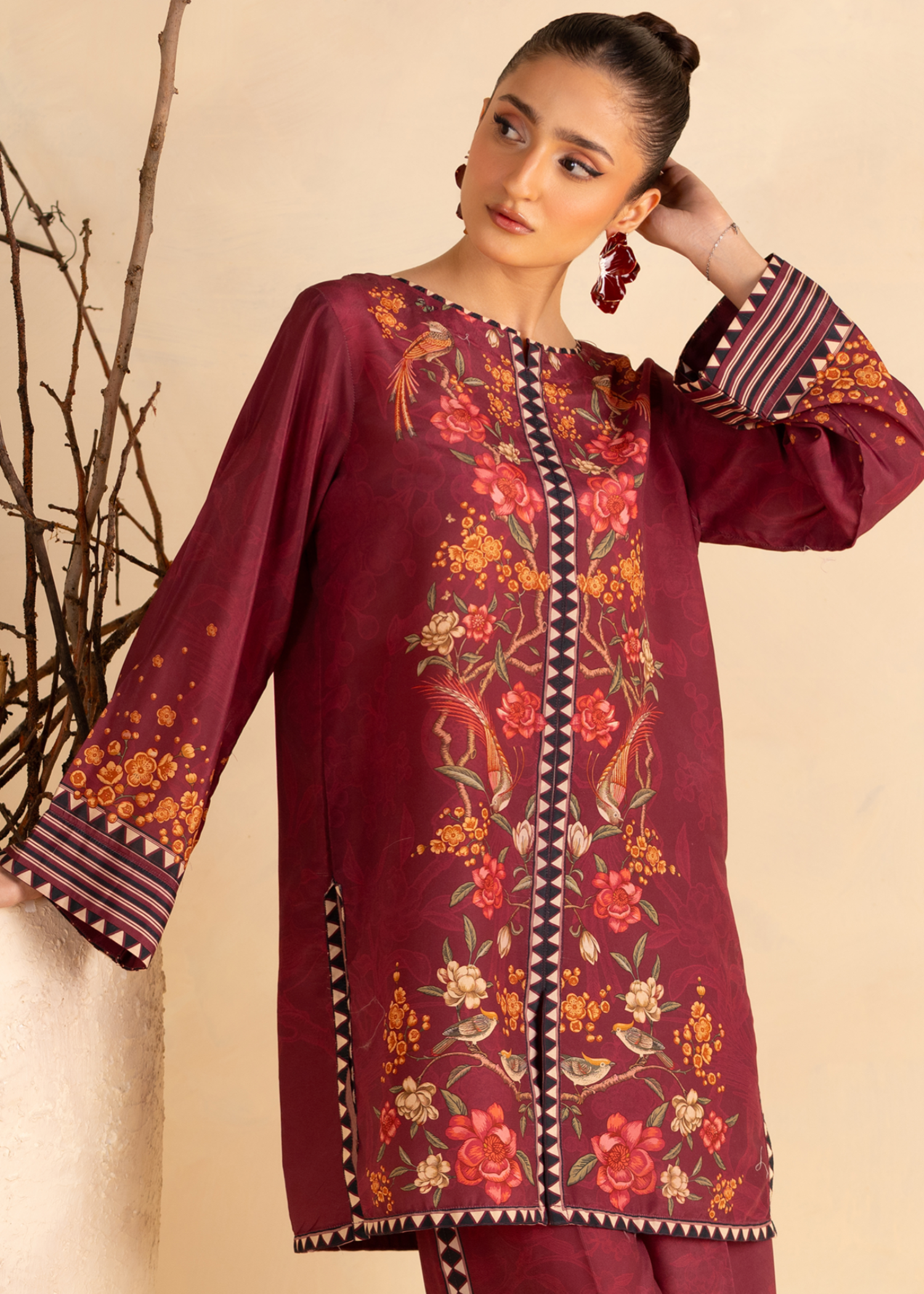 cambric Co Ord Sets in Maroon