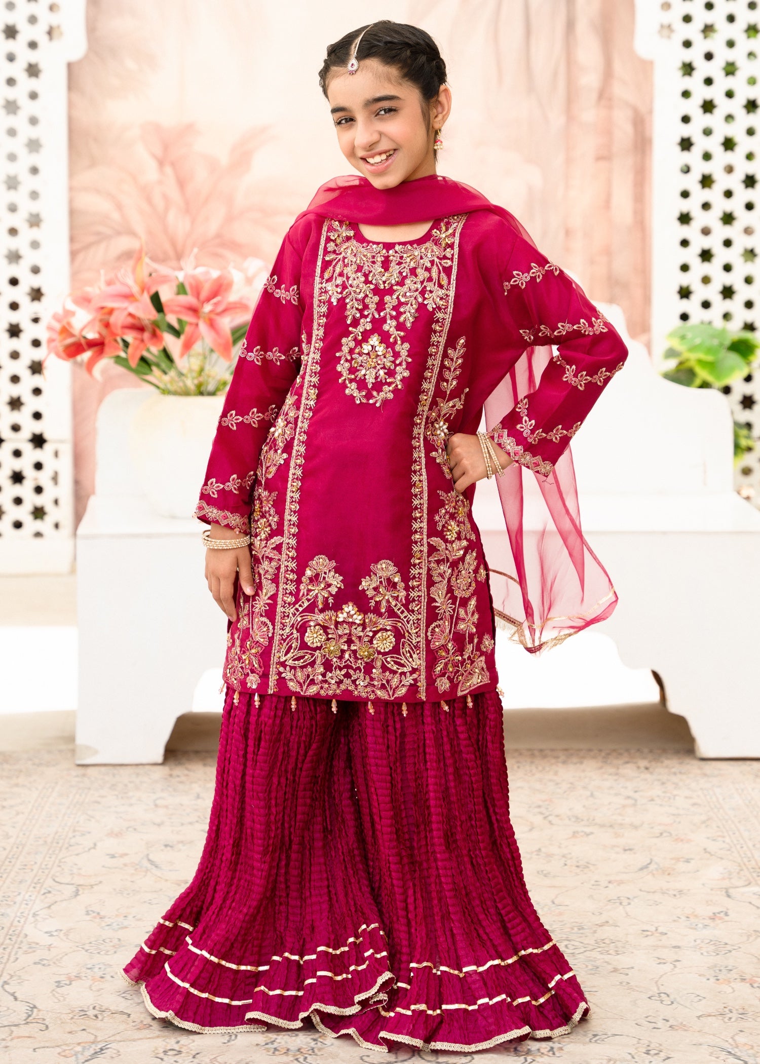 organza Sharara in Magenta