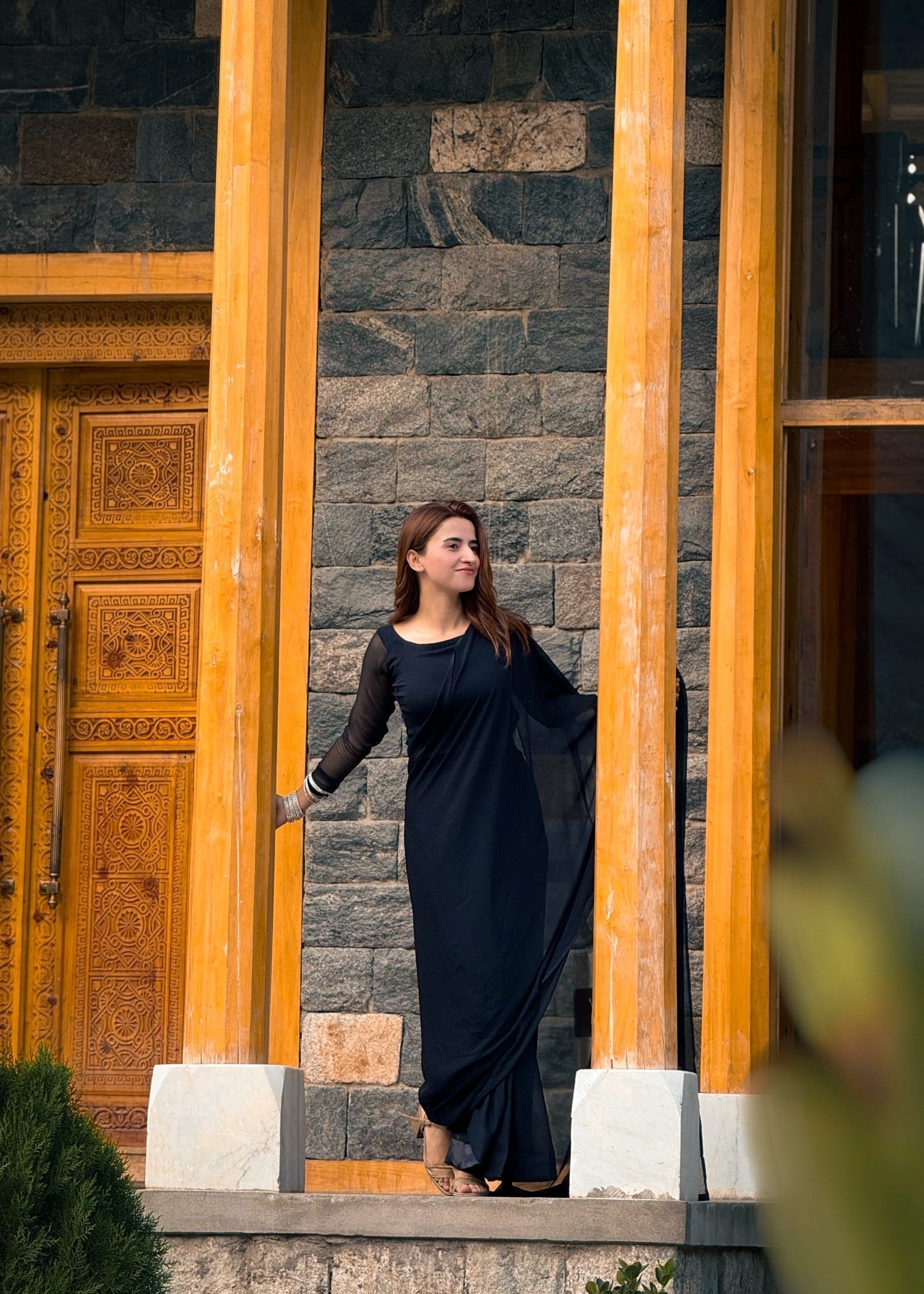 chiffon Saree in Black