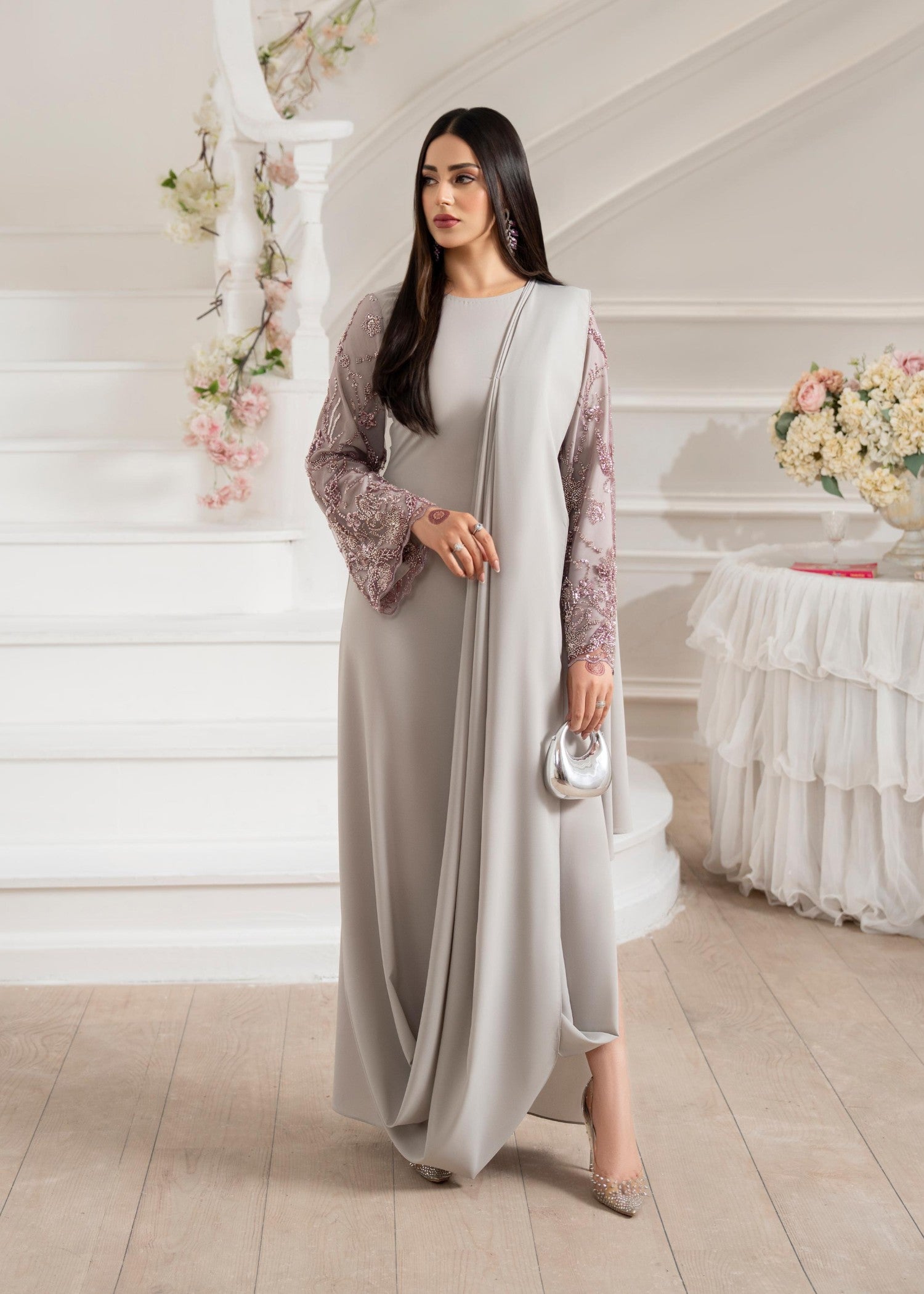 georgette Dress in Grey