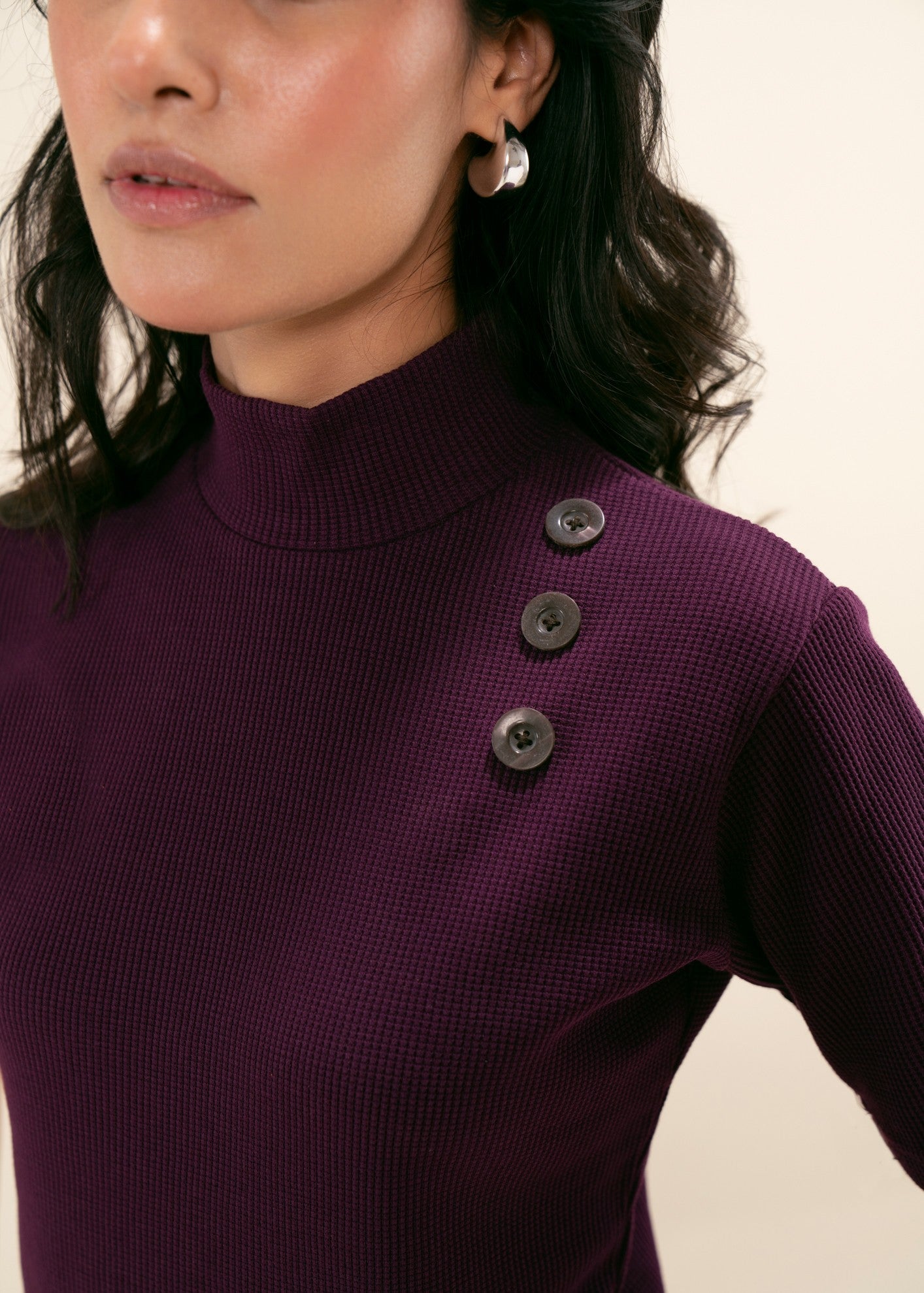cotton viscose Turtle Neck in Burgundy