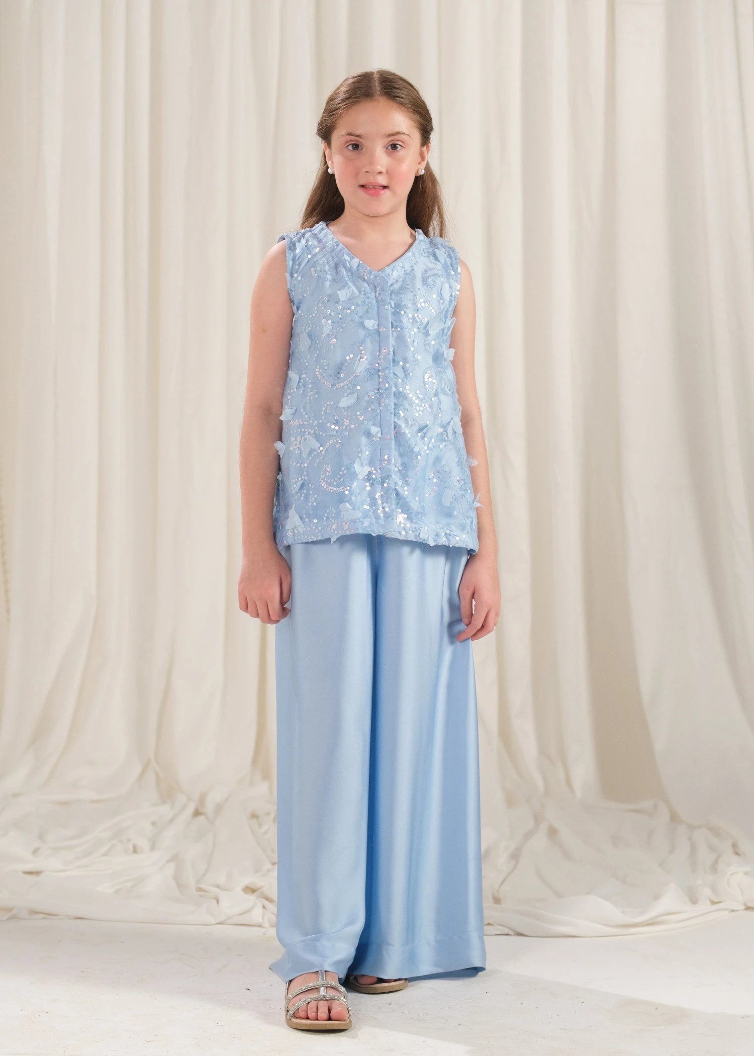 silk Sharara in Sky blue