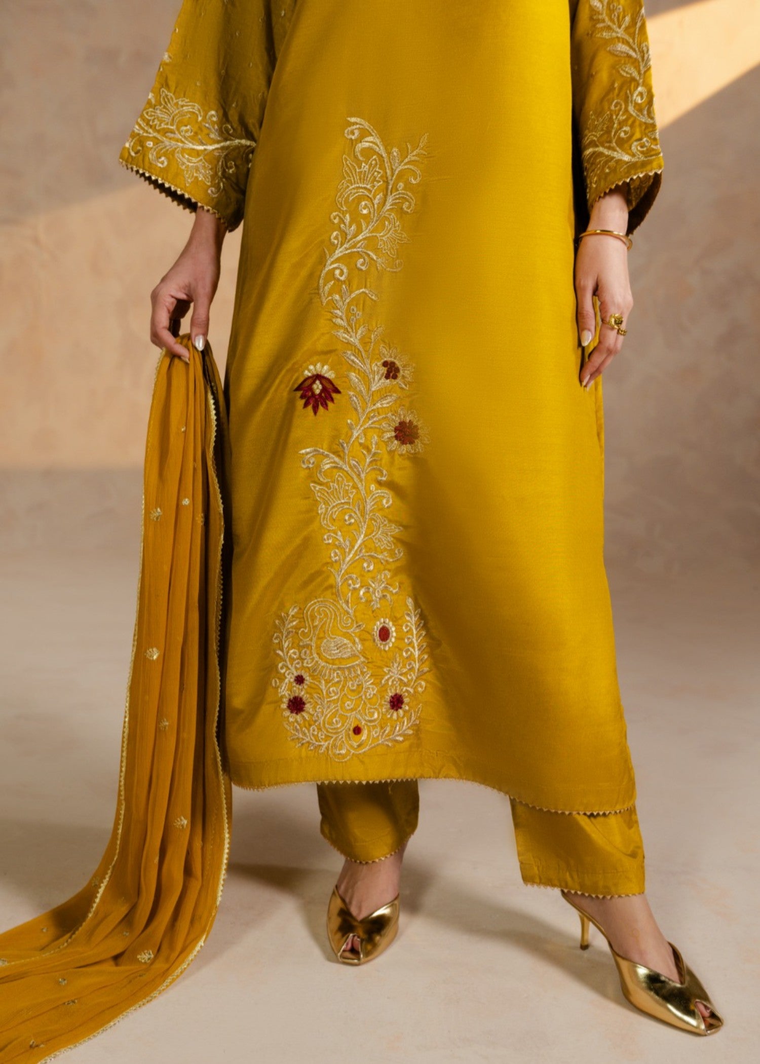 medium silk Kurta Set in Mustard