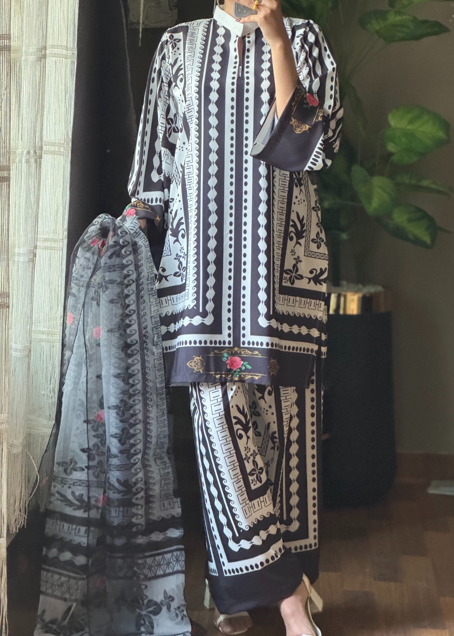 kattan silk Kurta Set in White