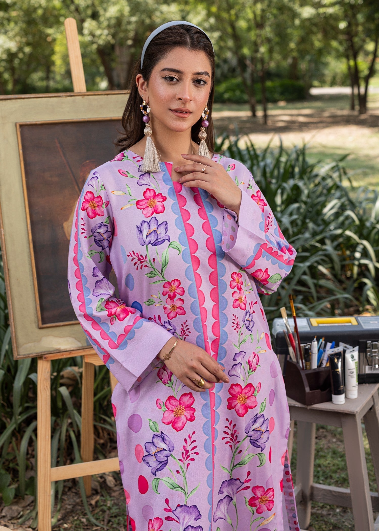 cotton silk Co Ord Sets in Lilac