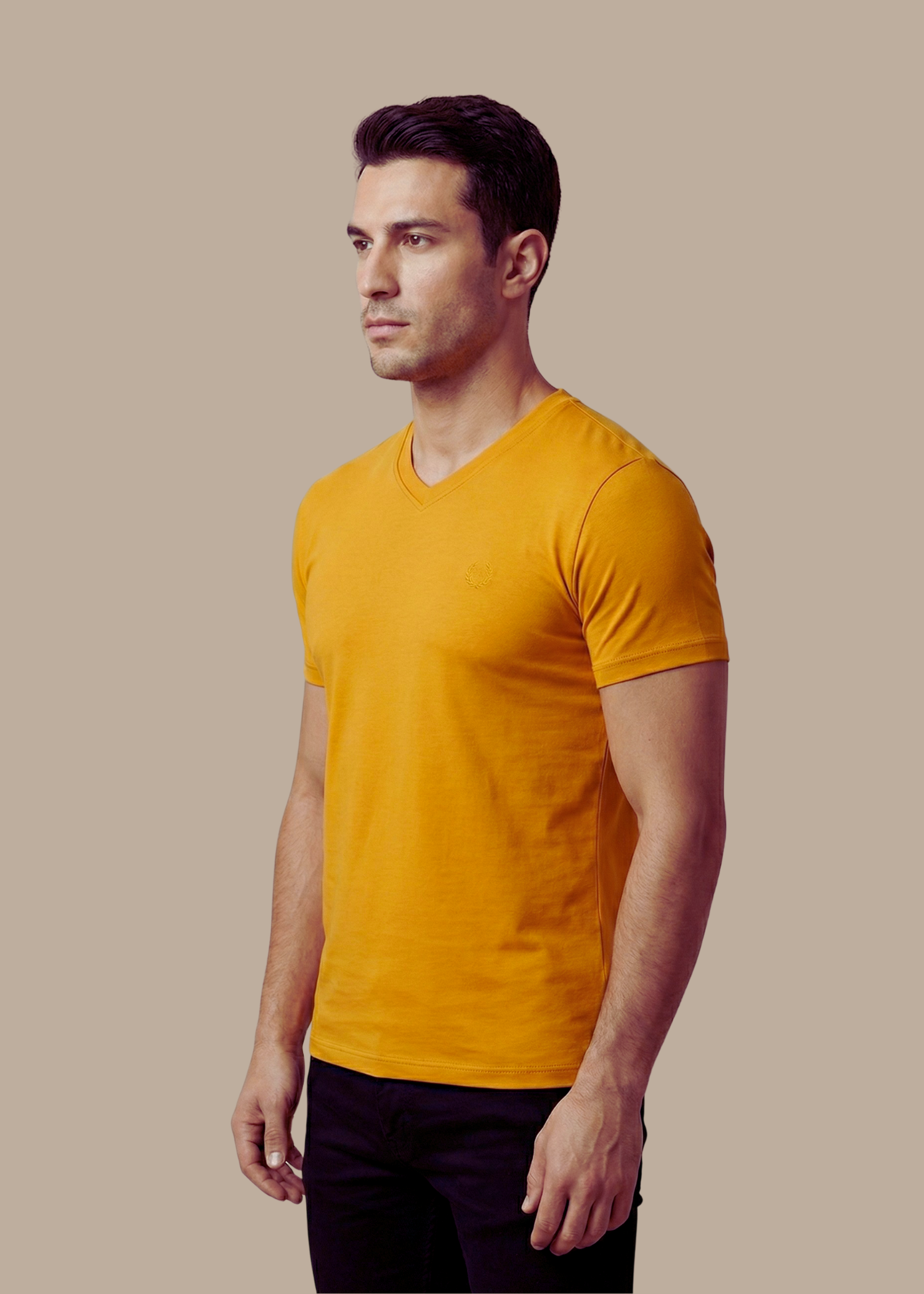 jersey knit T Shirt in Mustard by Pinstripe