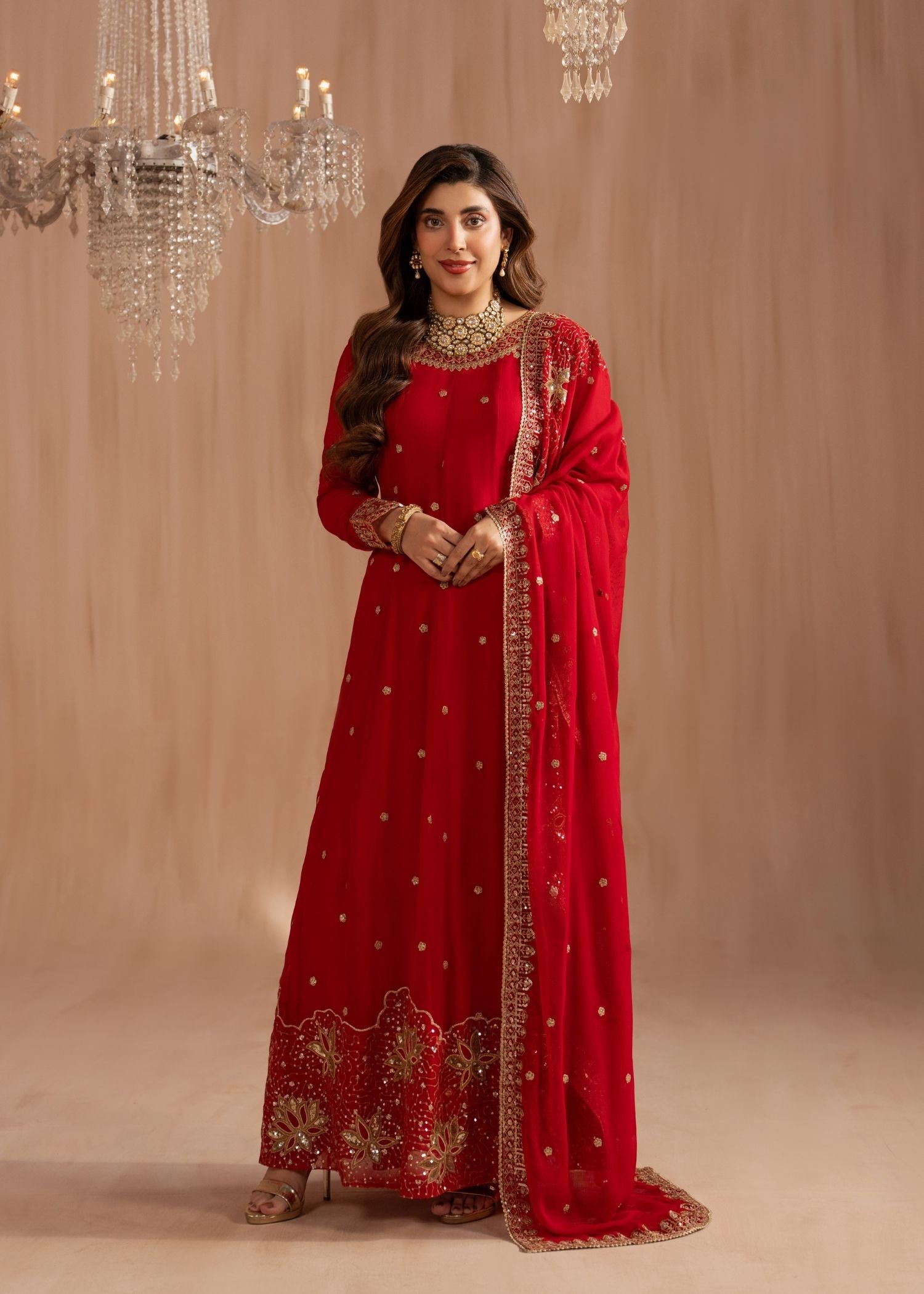 bemberg crinkle chiffon Maxi in Blood red
