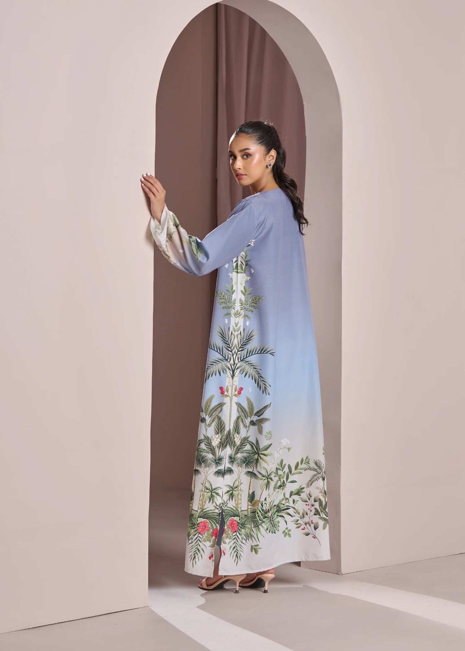 raw silk Kaftan in Multi