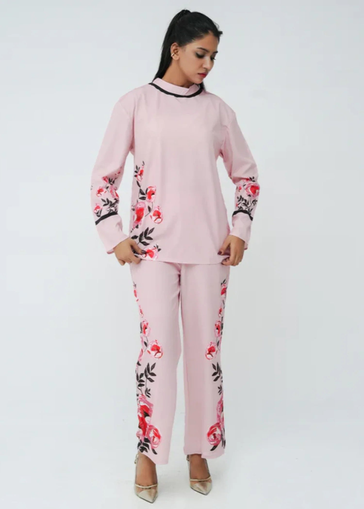 crepe polyester Co ord Sets in Lilac