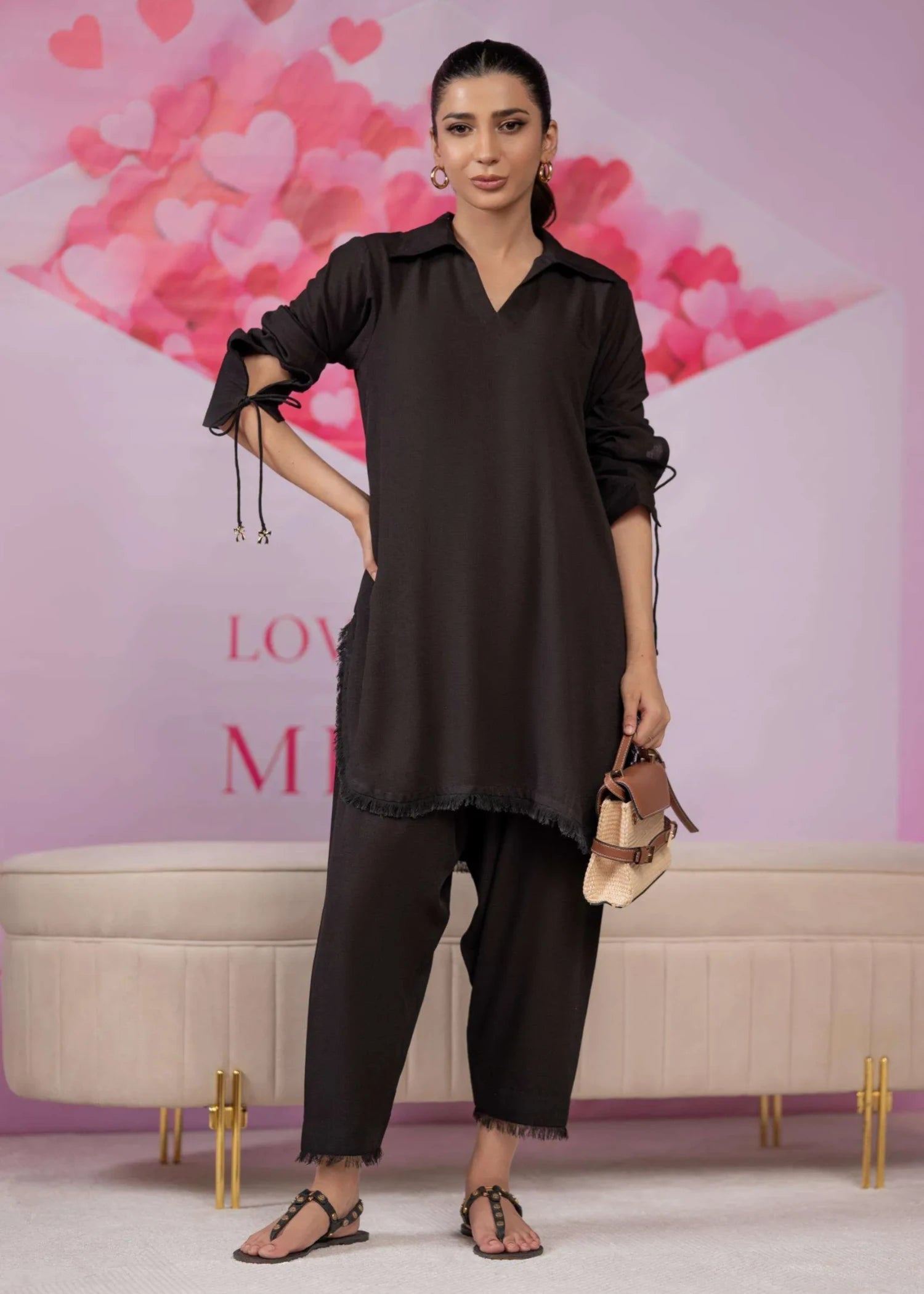 irish linen Co ord Sets in Black