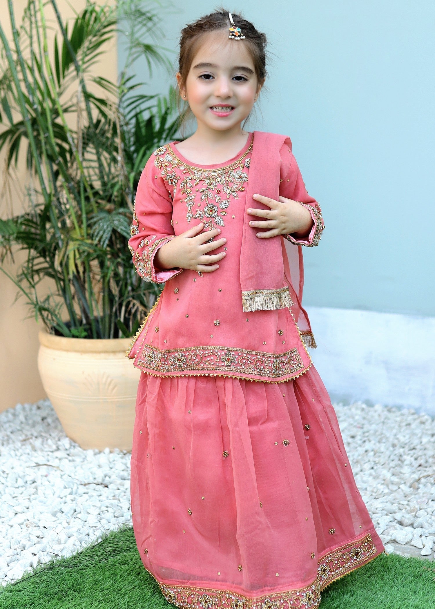 chiffon Lehenga in Cotton candy pink