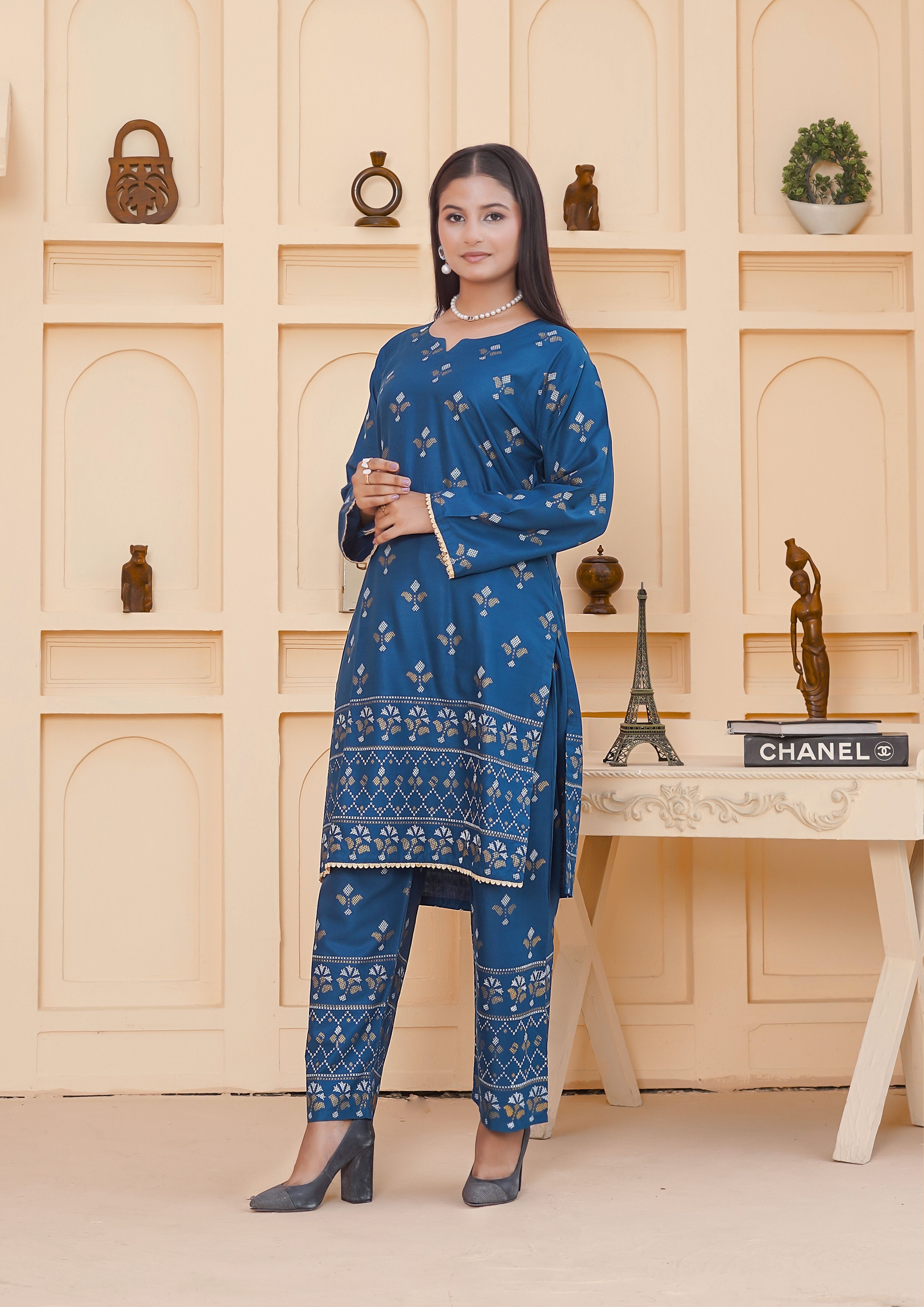 arabic lawn Co Ord Sets in Teal