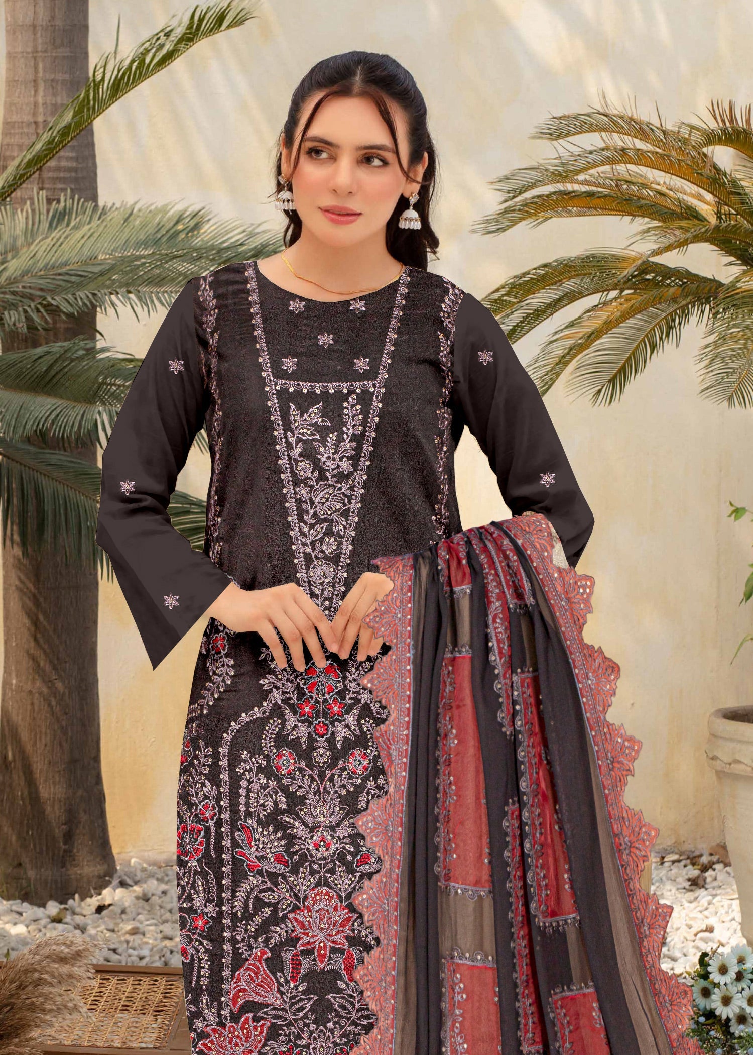 viscose Unstitched in Charcoal black