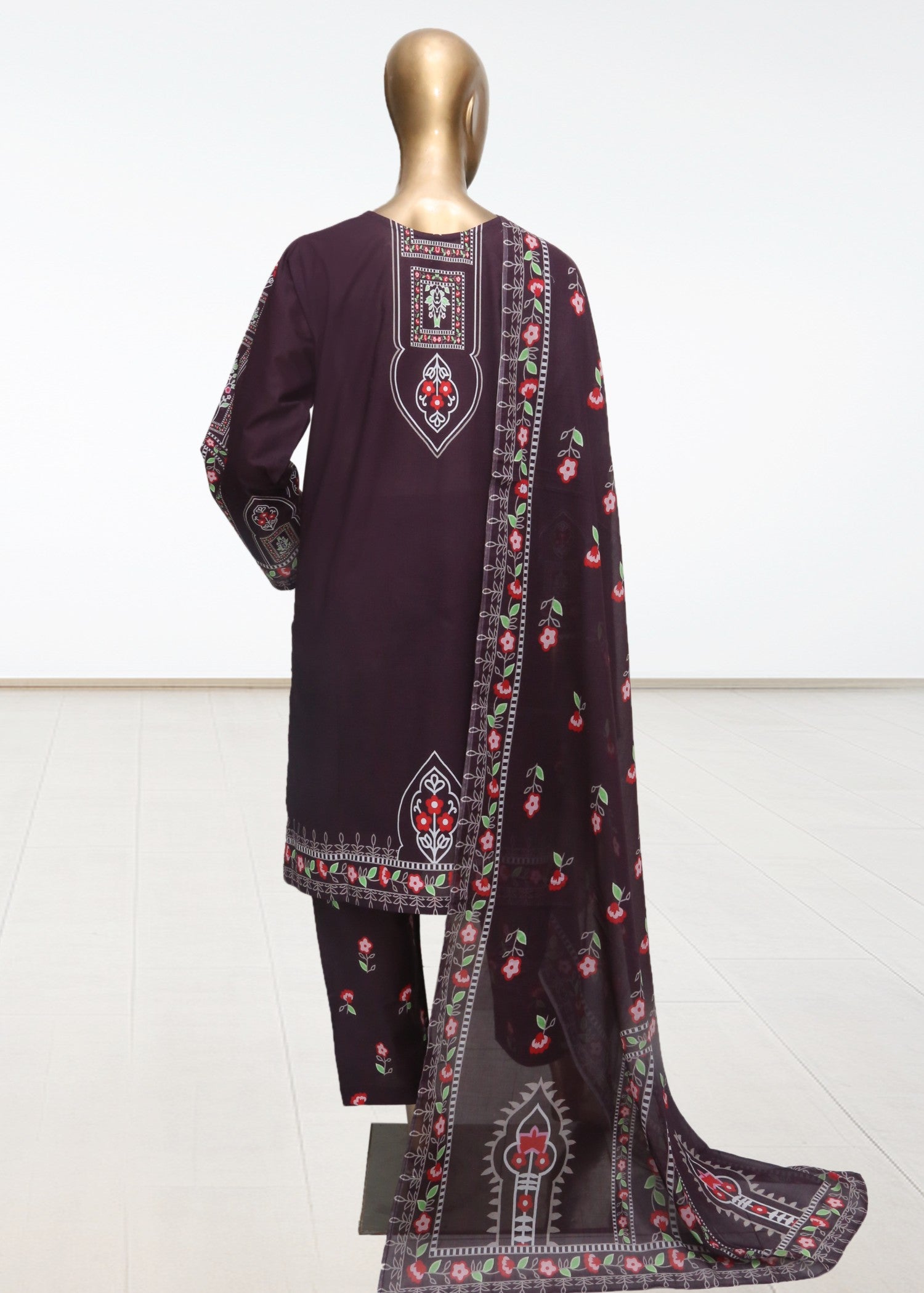 lawn Kurta Set in Espresso brown