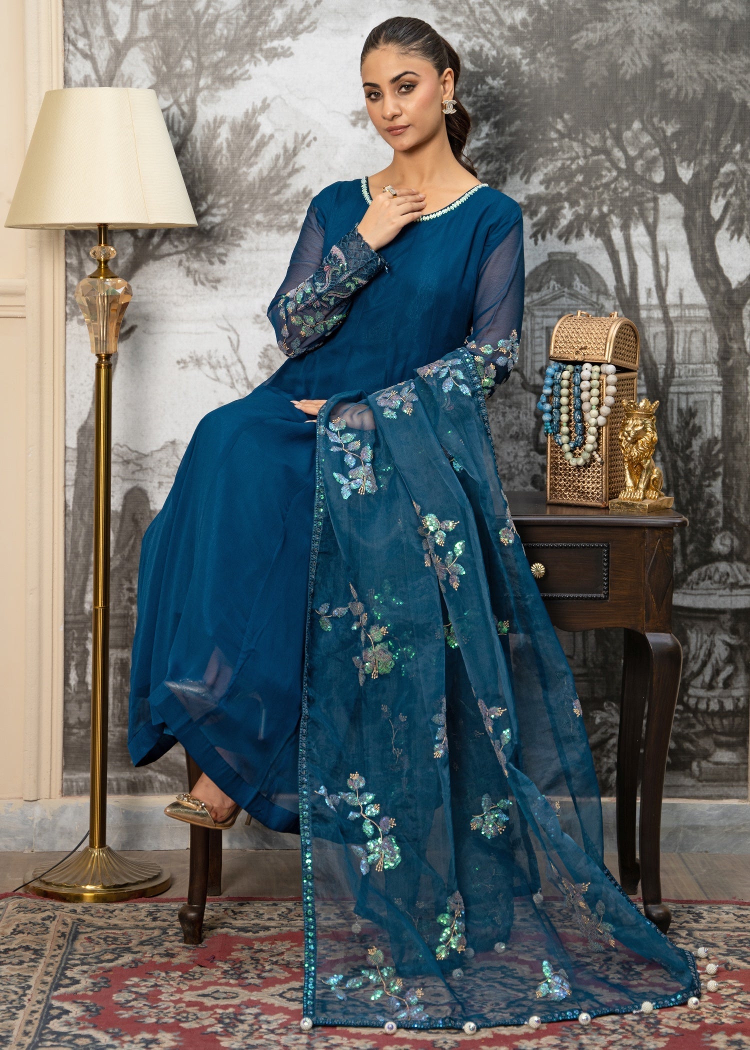 chiffon Maxi in Teal
