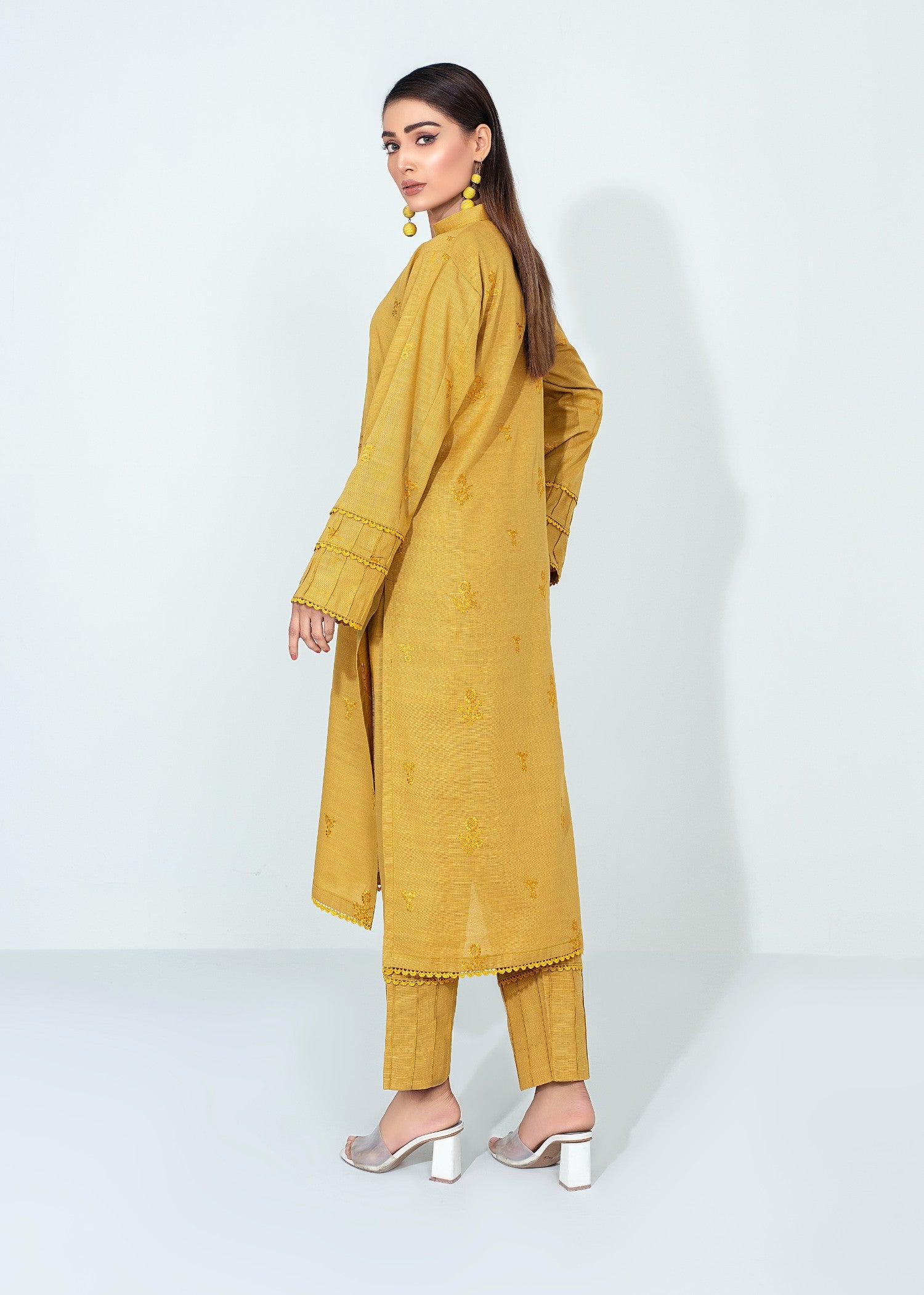 khaddar Unstitched in Mustard
