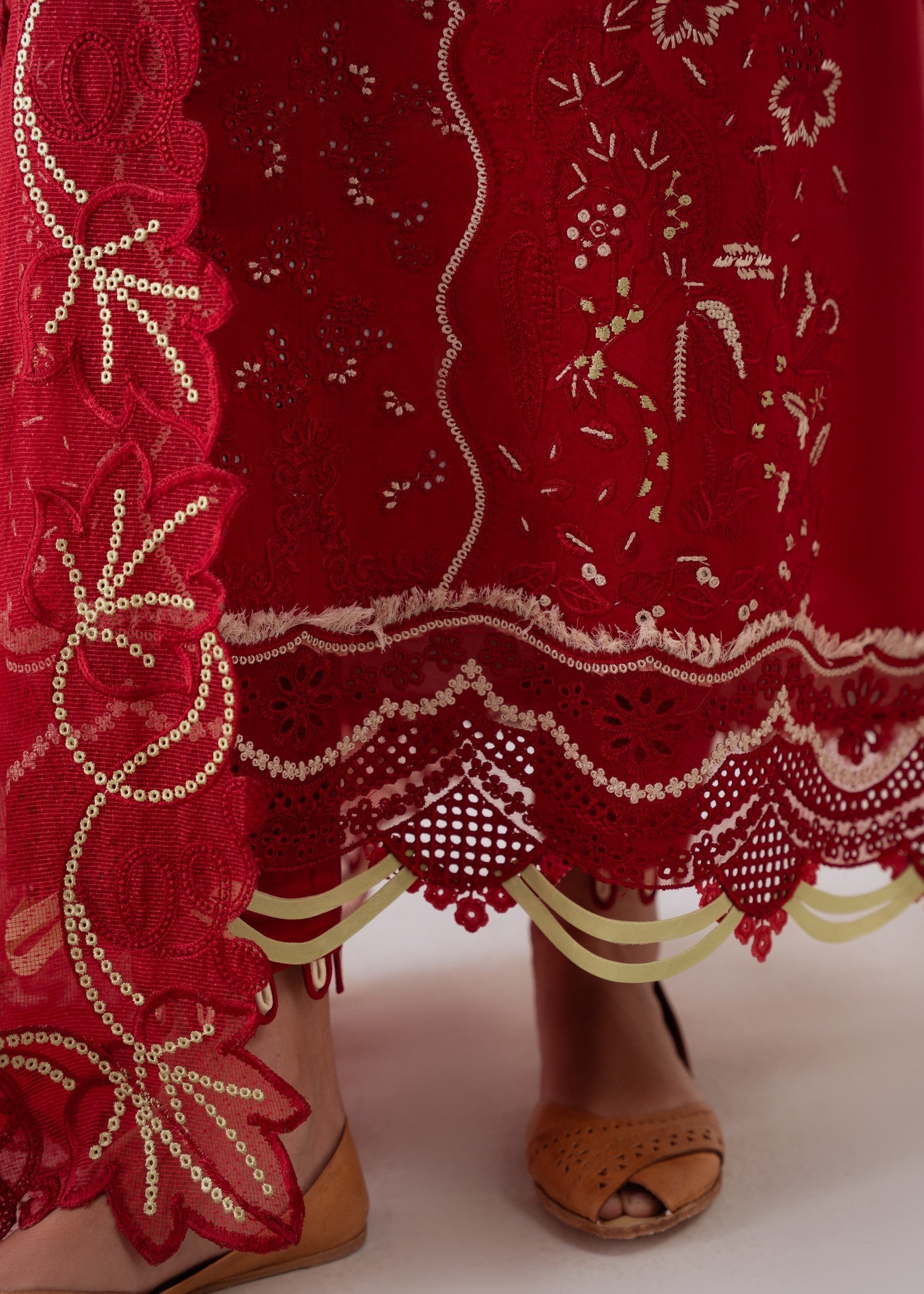 linen Unstitched in Persian red