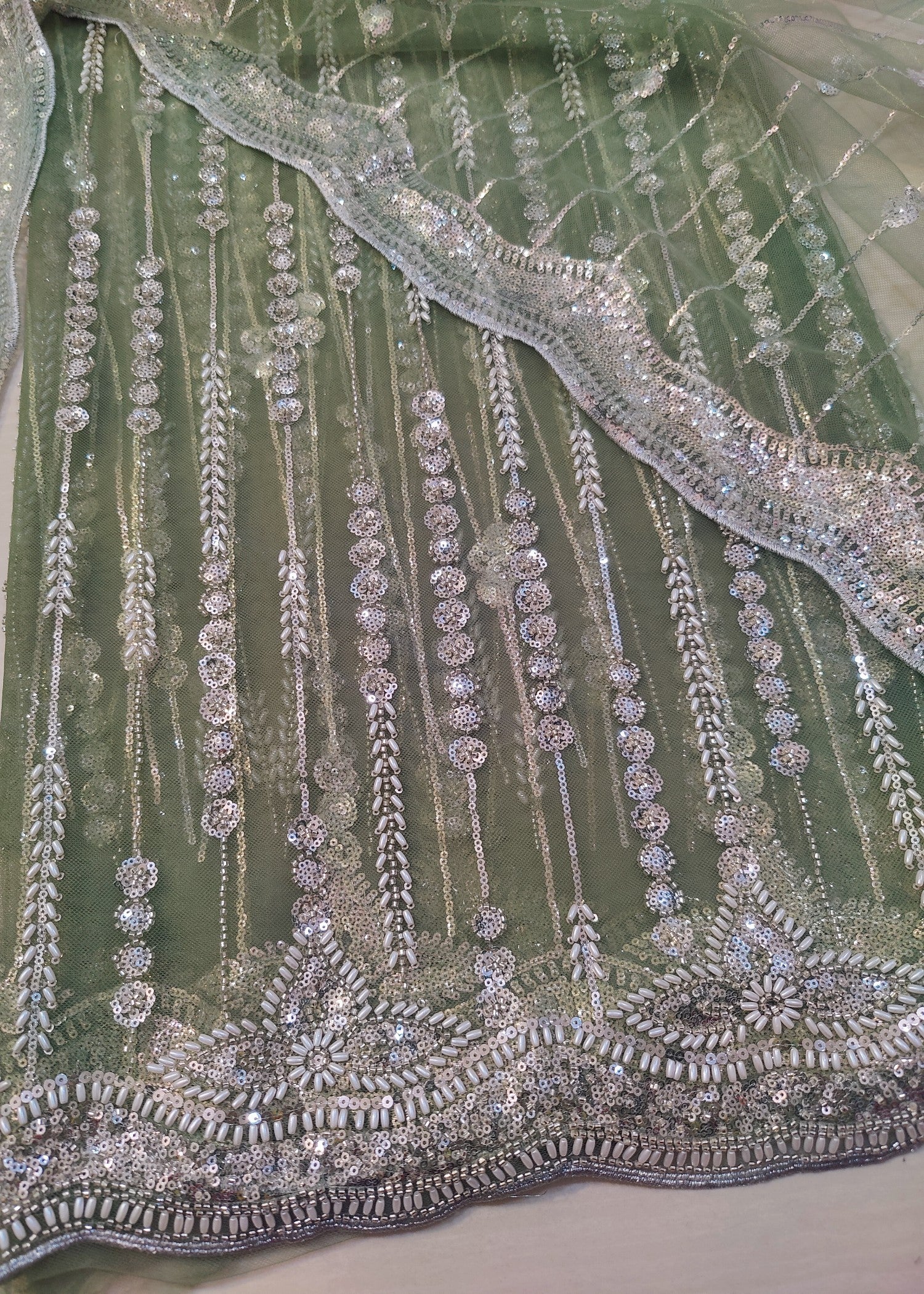 net Unstitched in Olive green
