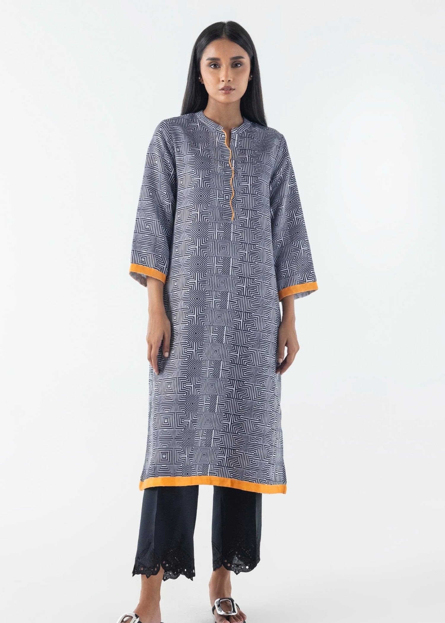 lawn Kurti in Grey