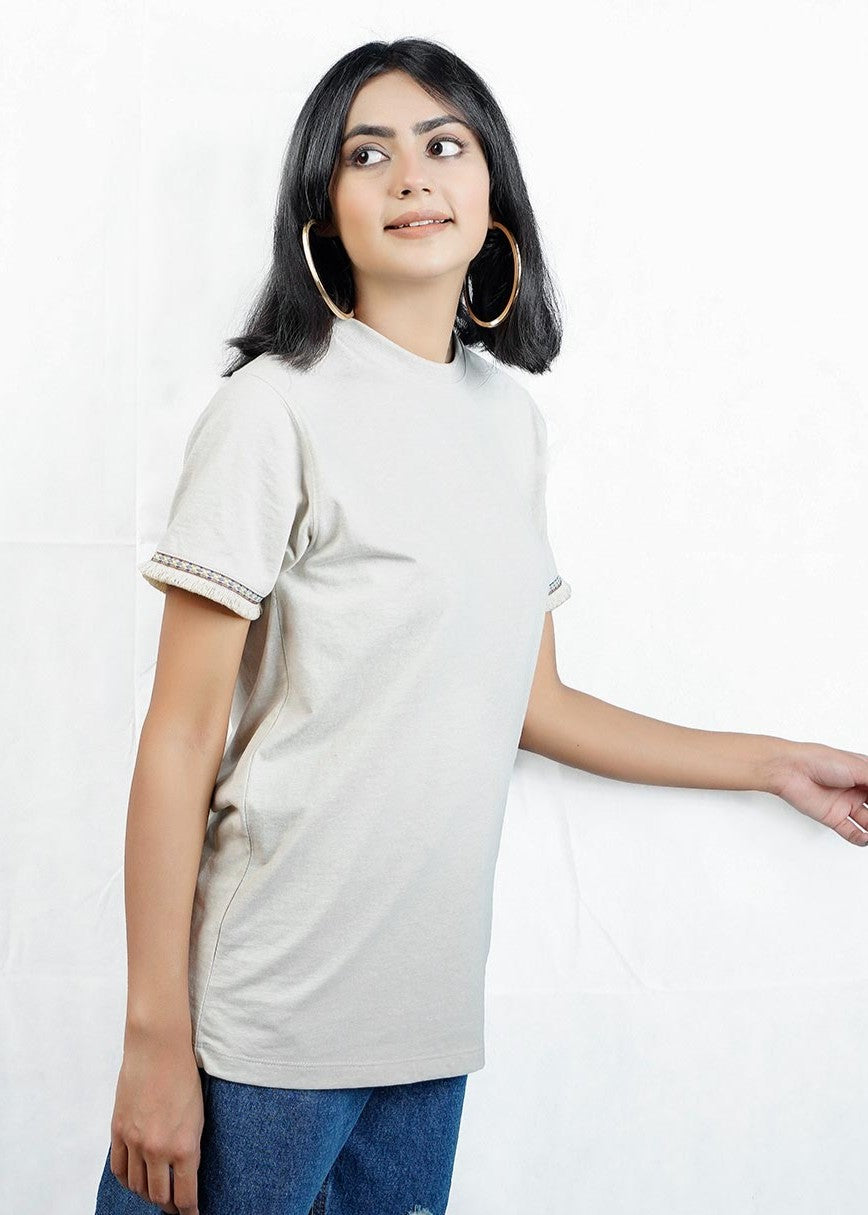 single jersey knit T Shirt in Grey