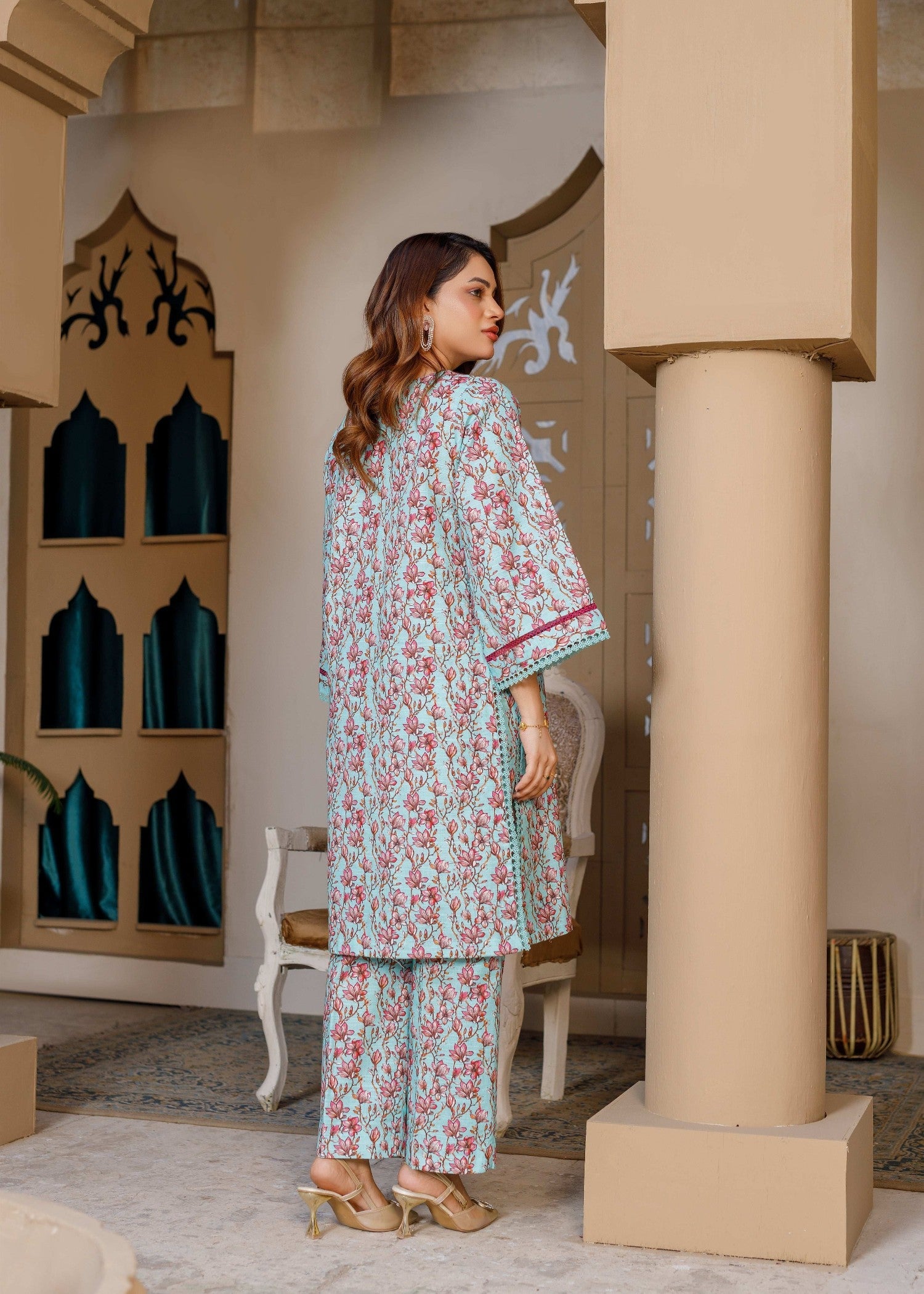 khaddar Co Ord Sets in Sky blue