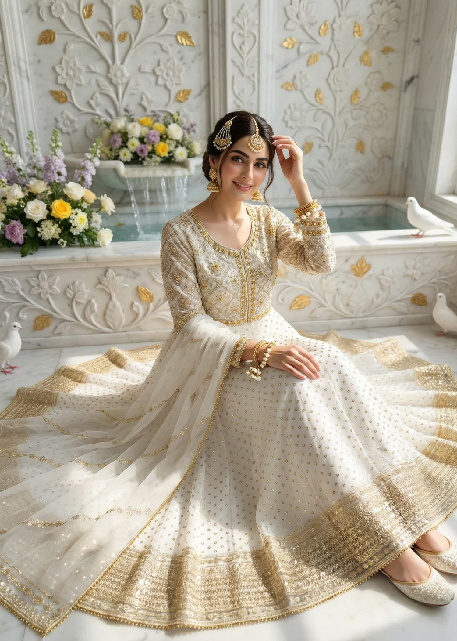 chiffon Maxi in Pearl white