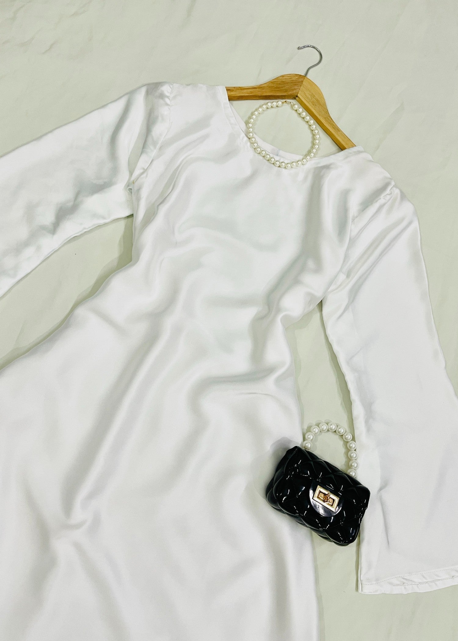 silk Dress in White