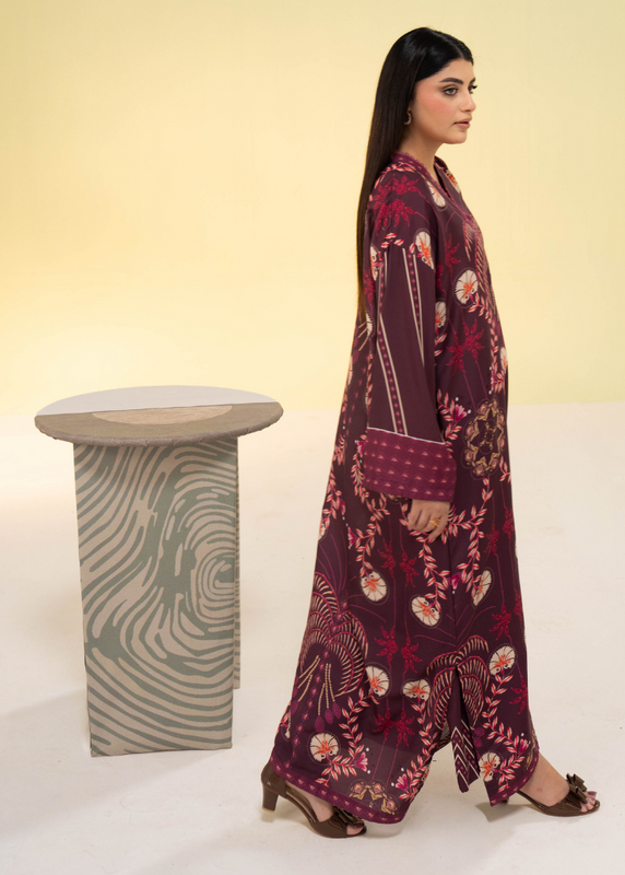 poly lawn Kaftan in Plum