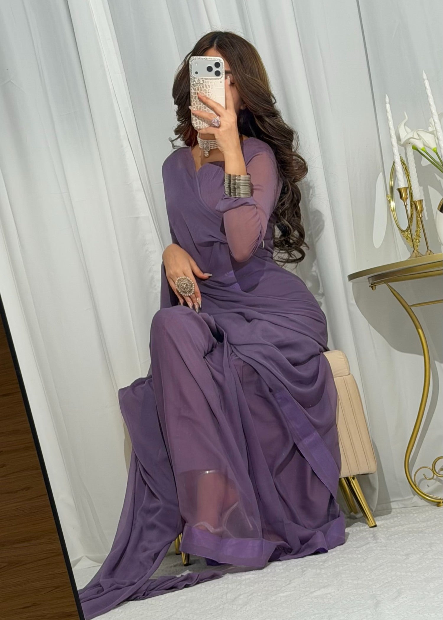 chiffon Saree in Lilac